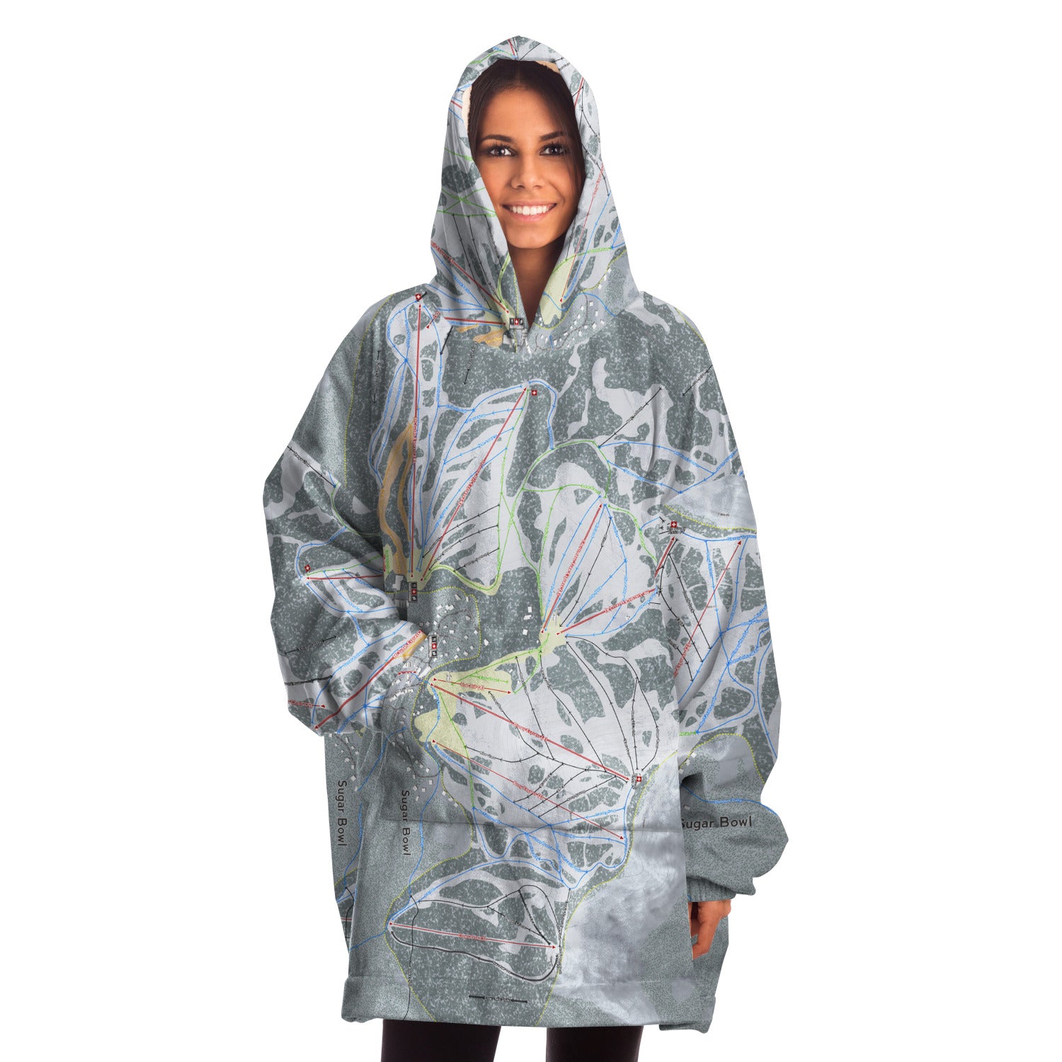 Sugar Bowl, California Ski Trail Map - Snug Hoodie