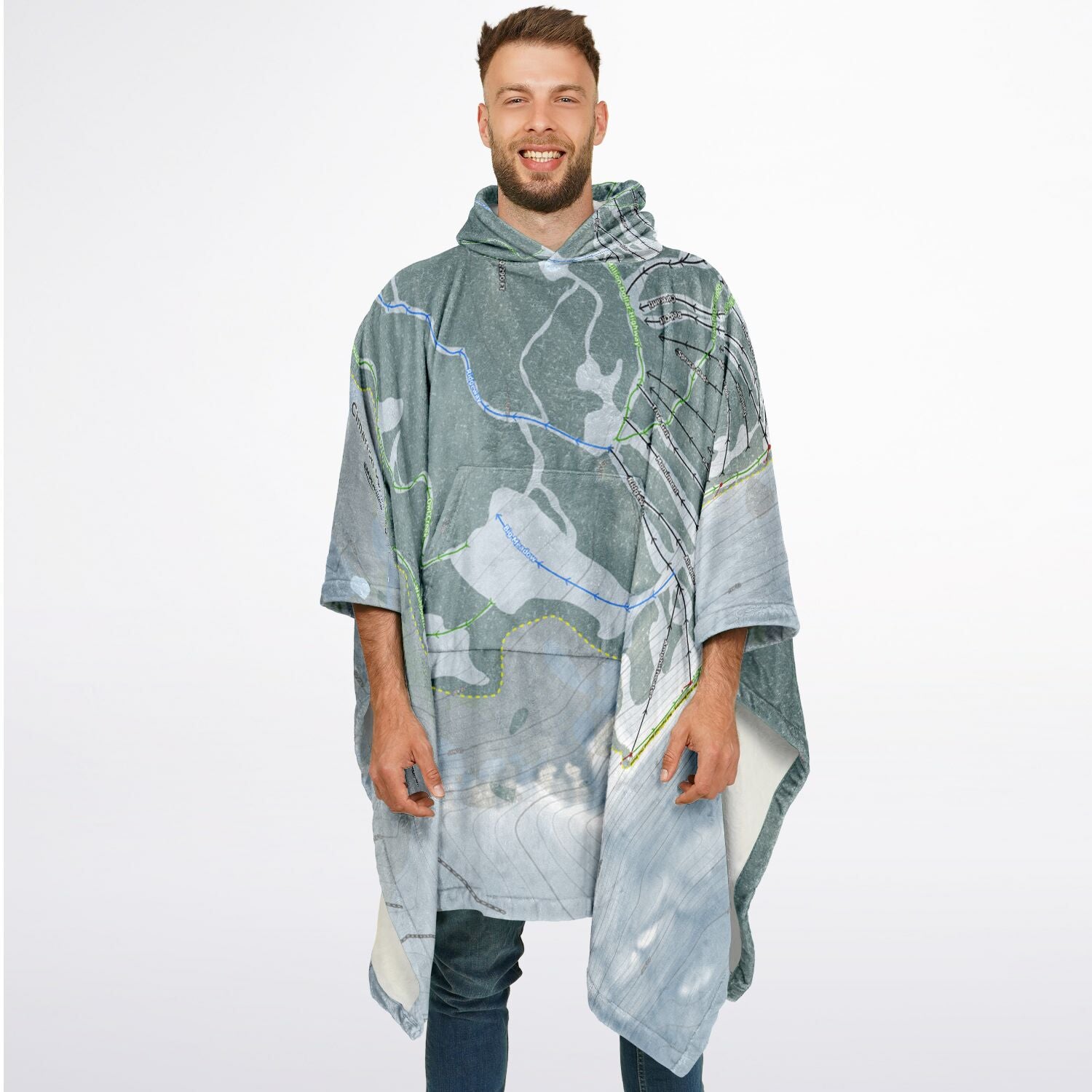 Cimarron Mountain Club, Colorado Ski Resort Map Flannel Blanket Poncho
