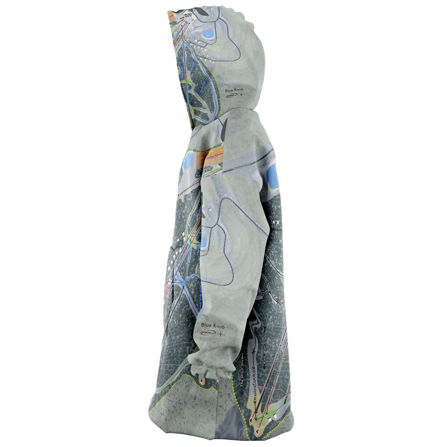 Blue Knob, Pennsylvania Ski Trail Map Snug Hoodie
