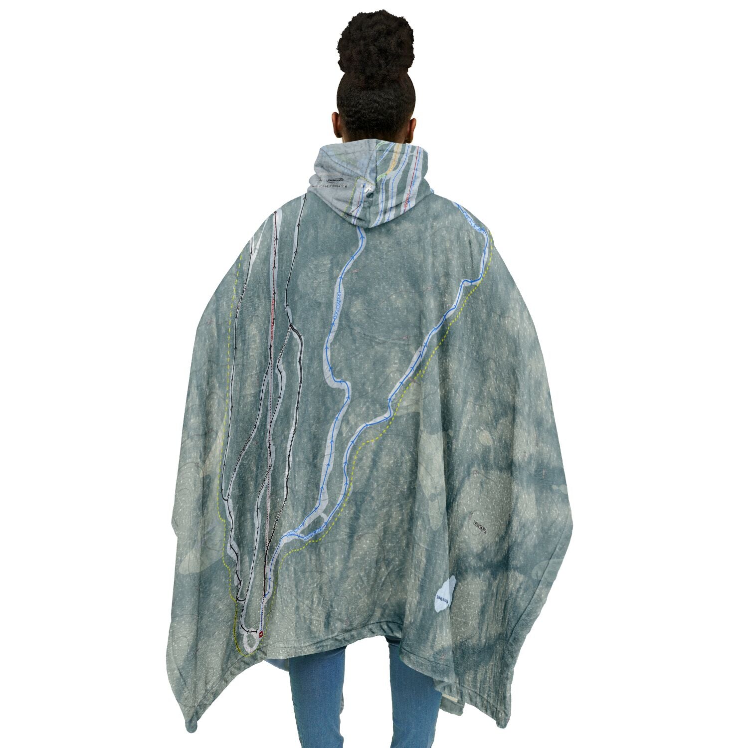 Big Moose Mountain, Maine Ski Resort Map Flannel Blanket Poncho