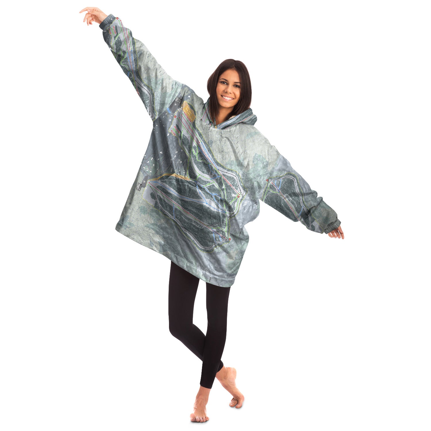 West Mountain, New York Ski Trail Map Snug Hoodie