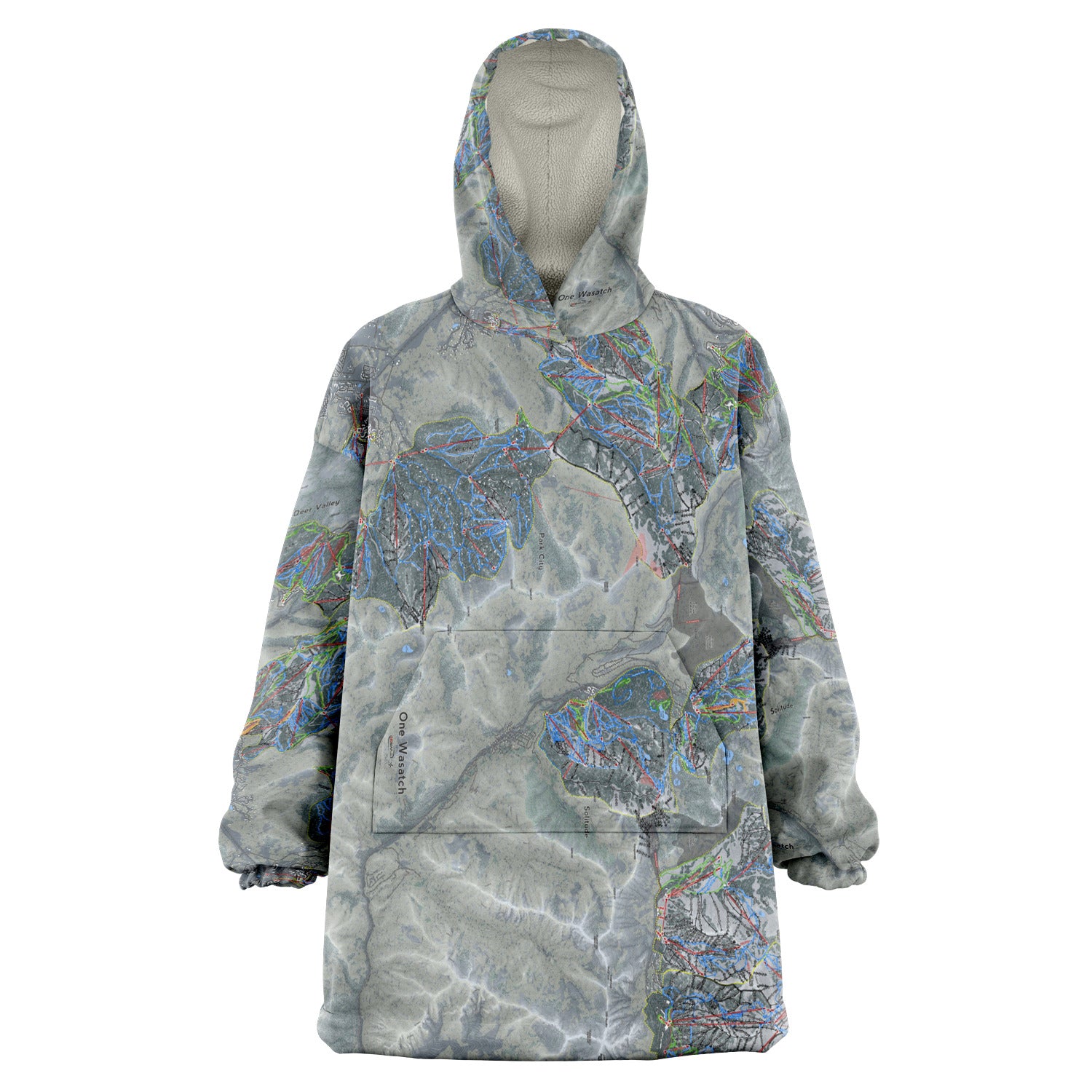 One Wasatch, Utah Ski Trail Map - Snug Hoodie