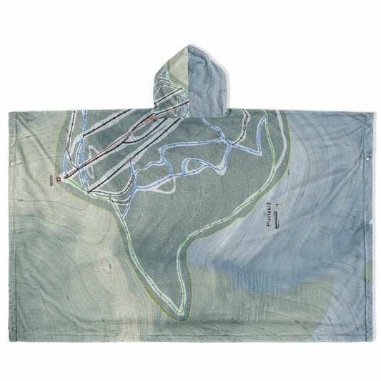 Plattekill, New York Ski Resort Map Flannel Blanket Poncho