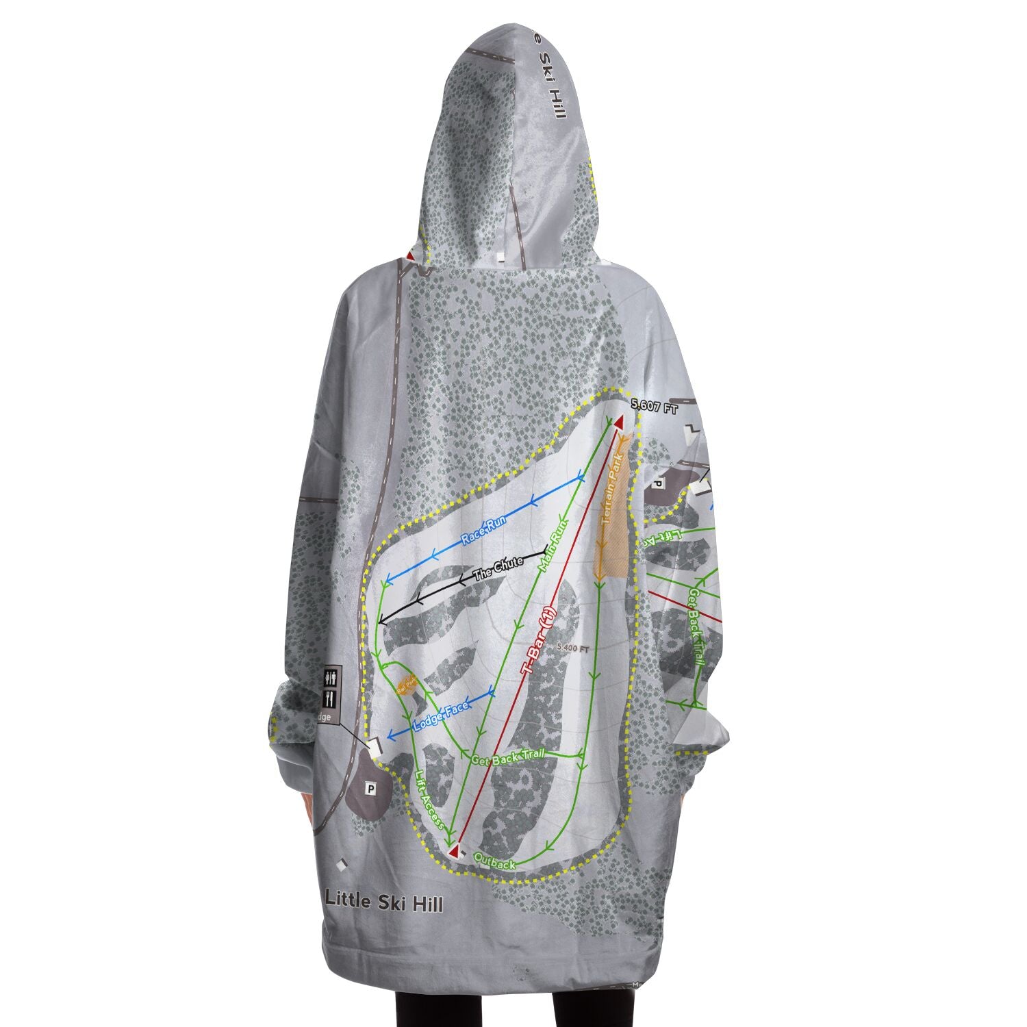 Little Ski Hill, Idaho Ski Trail Map Snug Hoodie