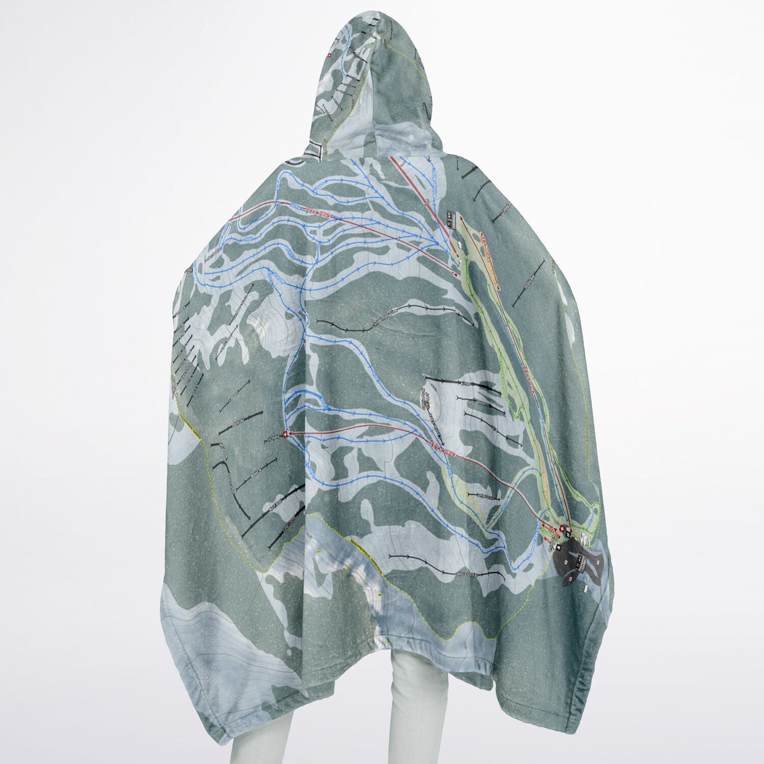Mission Ridge, Washington Ski Resort Map Flannel Blanket Poncho