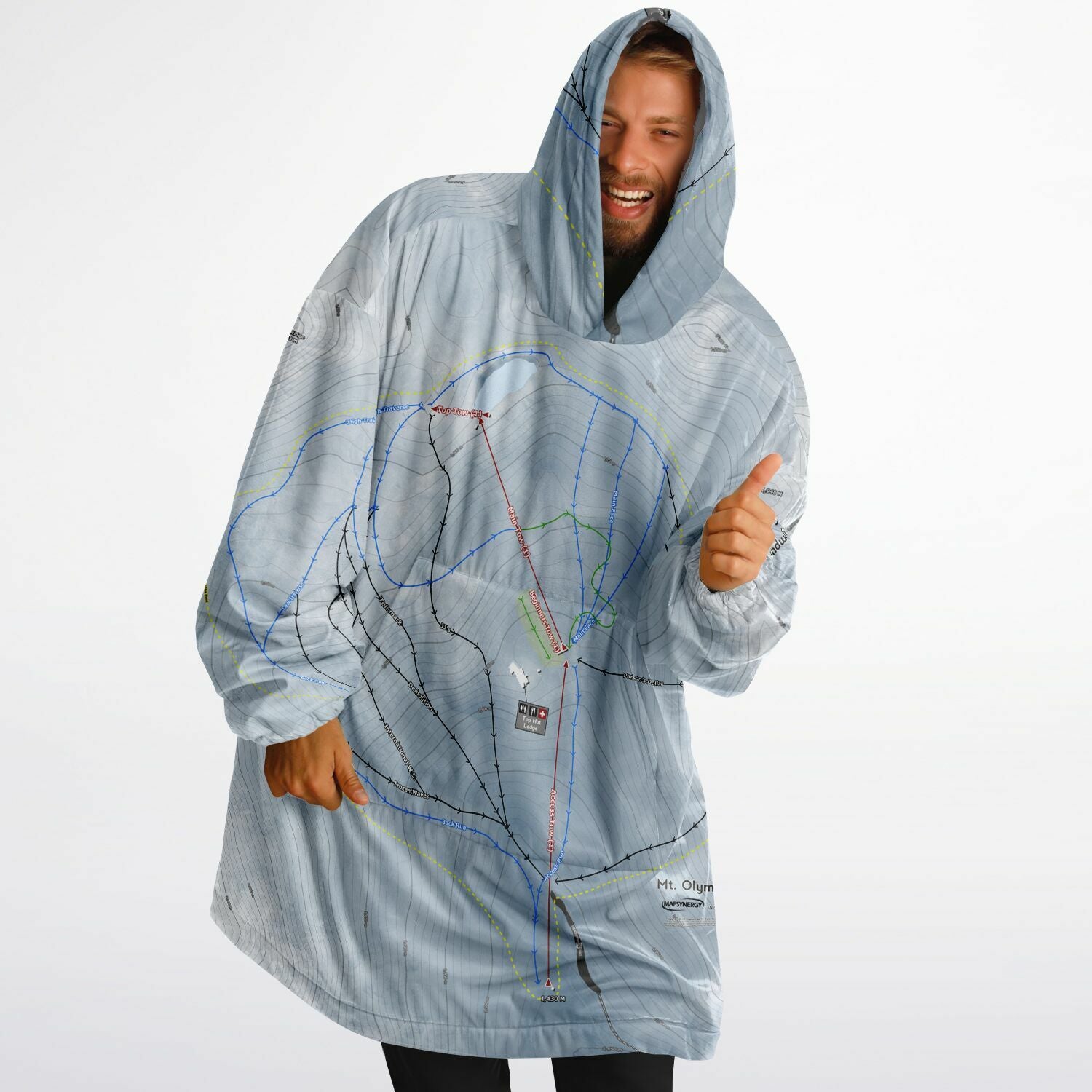 Mt Olympus, New Zealand Ski Trail Map - Snug Hoodie