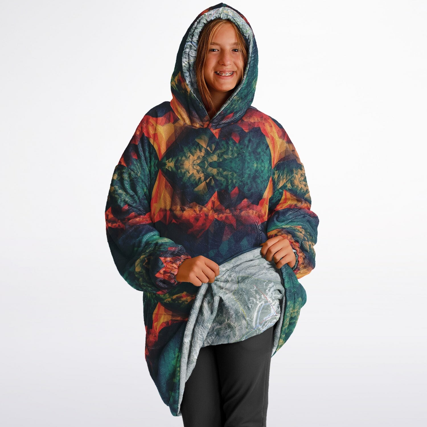 Powder Mountain, Utah Ski Resort Map Youth Reversible Snug Hoodie