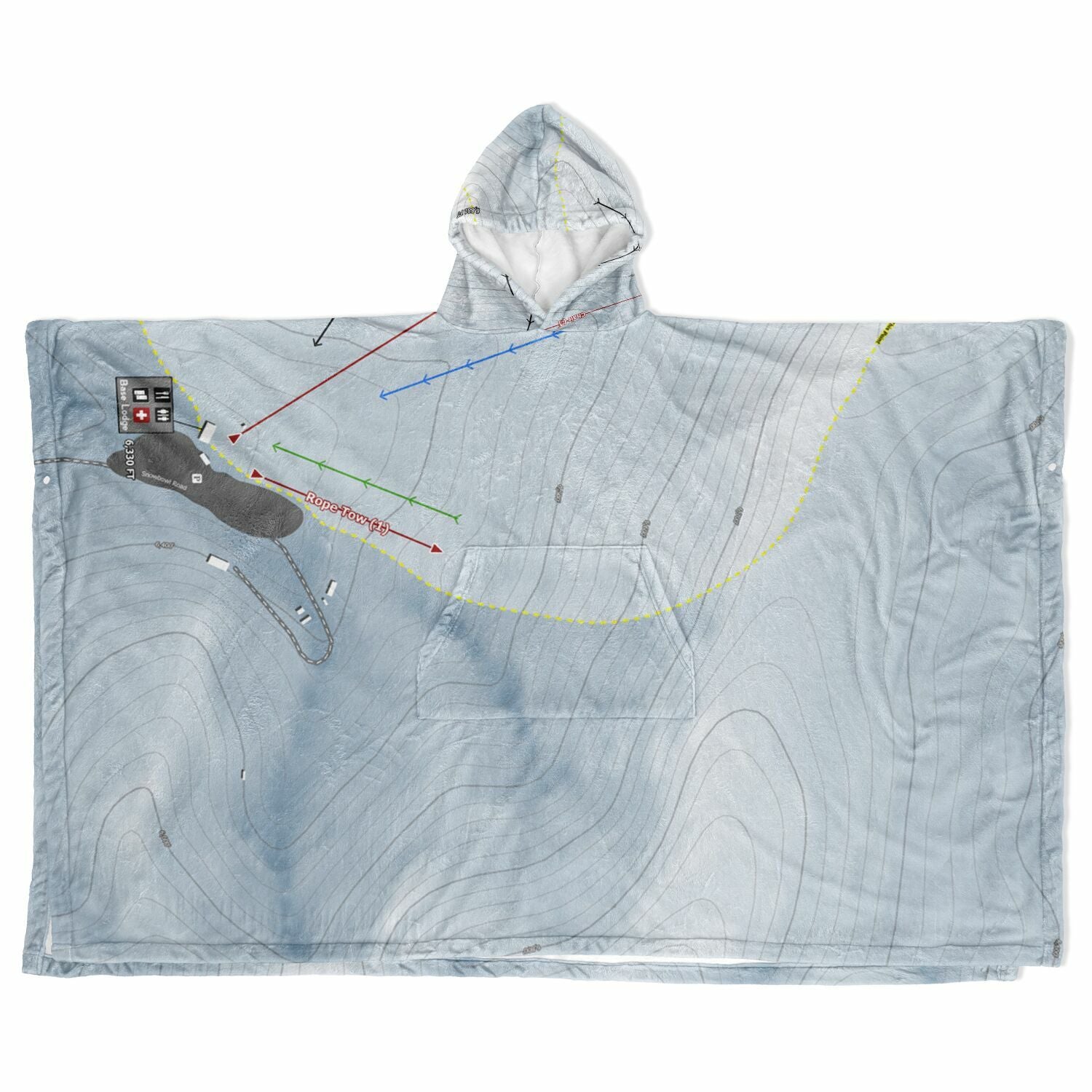 Elko Snobowl, Nevada Ski Resort Map Flannel Blanket Poncho