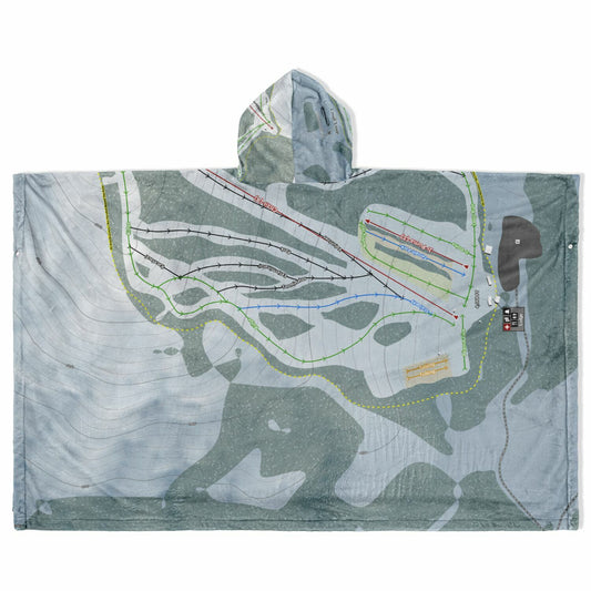 Loup Loup, Washington Ski Resort Map Flannel Blanket Poncho