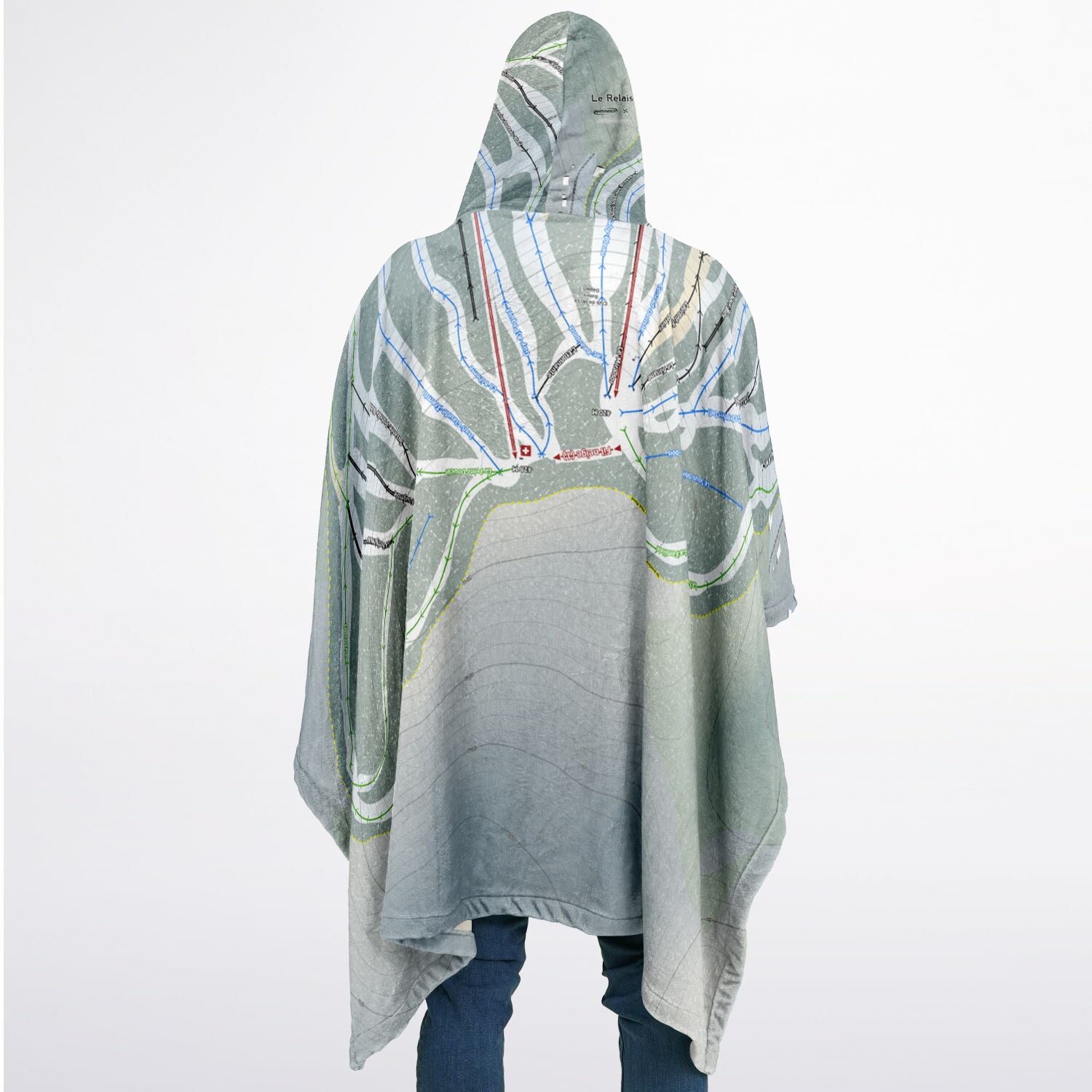 Le Relais, Quebec Ski Resort Map Flannel Blanket Poncho