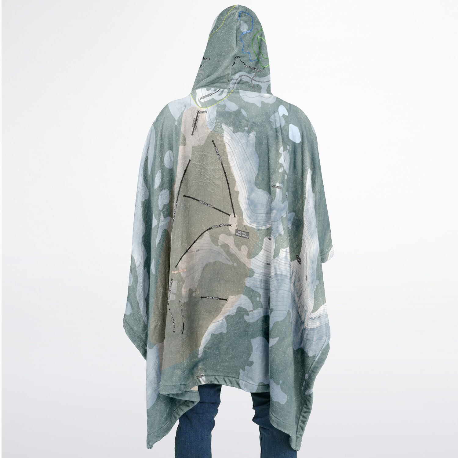 Anthony Lakes, Oregon Ski Resort Map Flannel Blanket Poncho