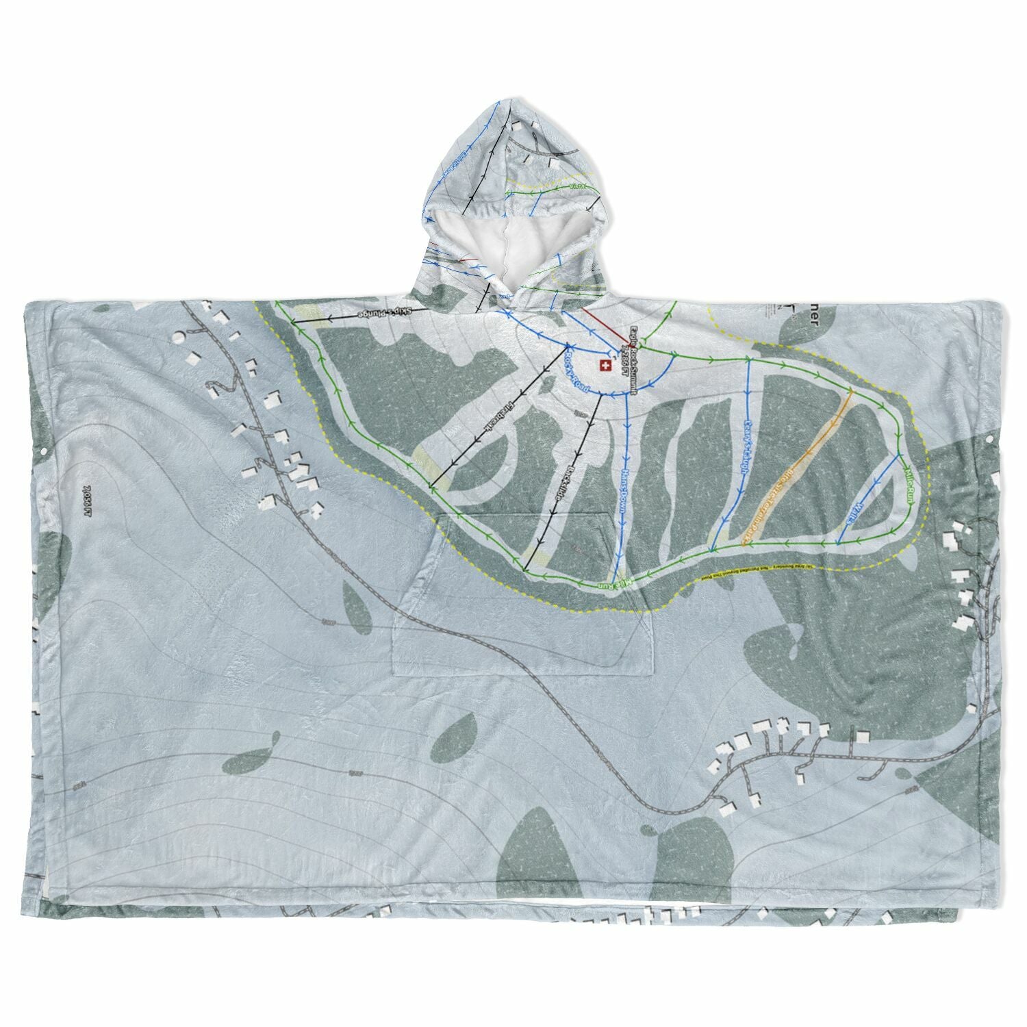 Tahoe Donner, California Ski Resort Map Flannel Blanket Poncho