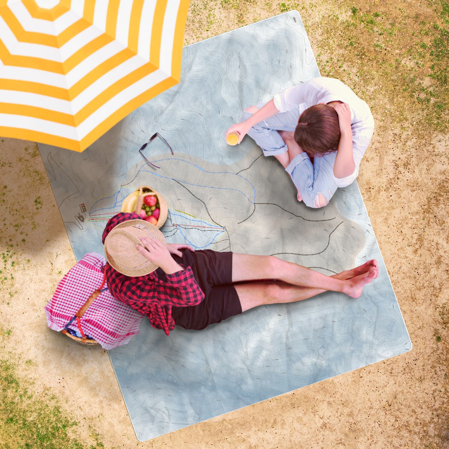 Fox Peak, New Zealand Ski Resort Map Printed Beach Towel