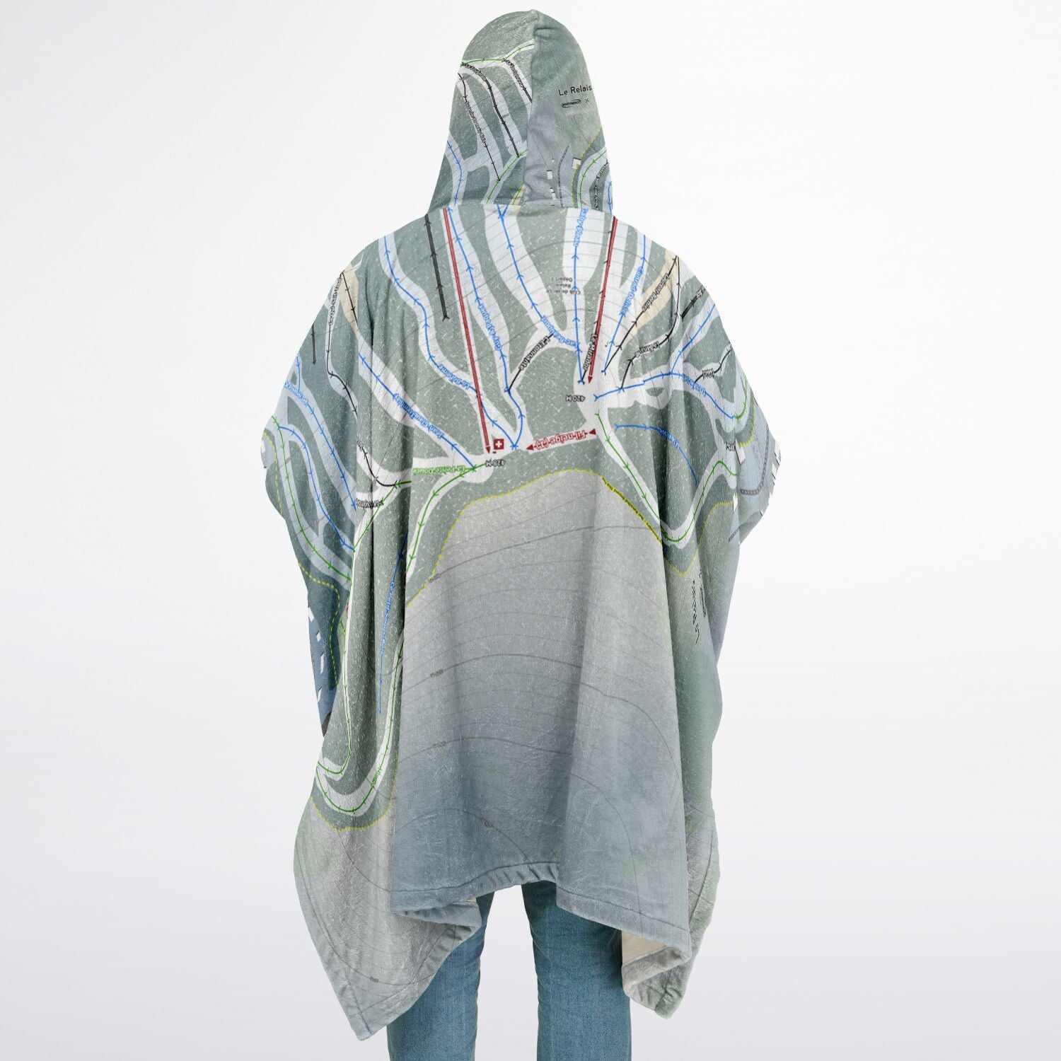 Le Relais, Quebec Ski Resort Map Flannel Blanket Poncho