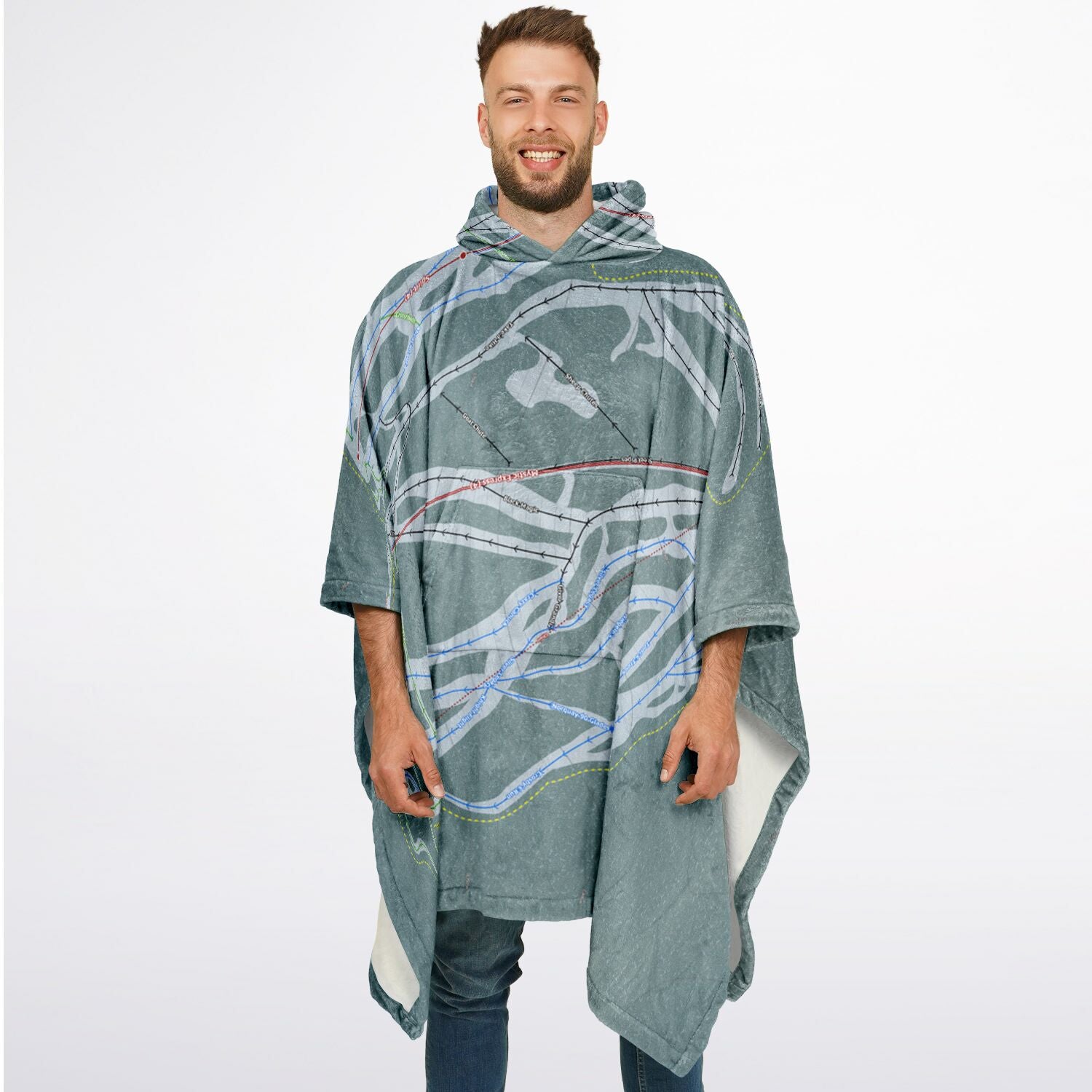 Mt Norquay, Alberta Ski Resort Map Flannel Blanket Poncho