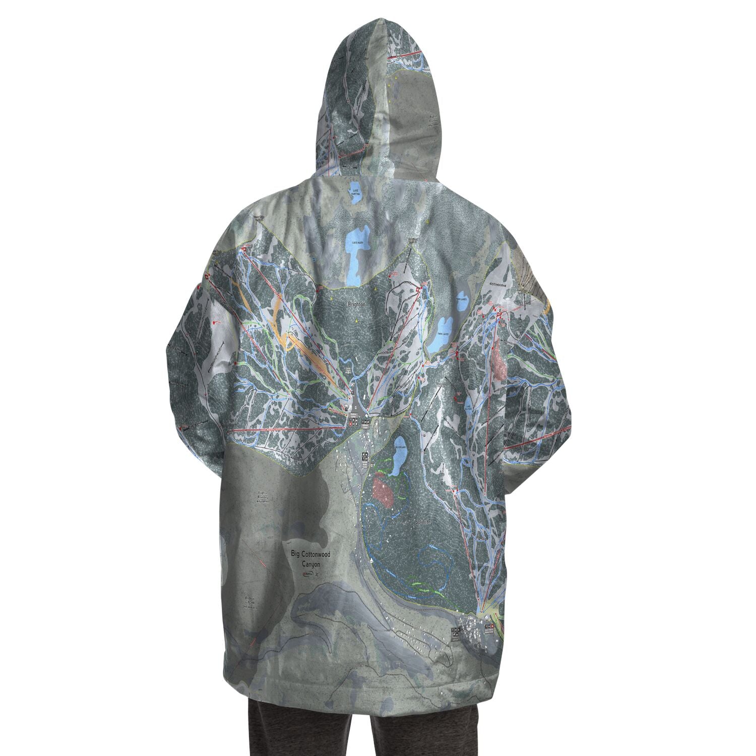 Big Cottonwood Canyon, Utah Ski Trail Map - Snug Hoodie