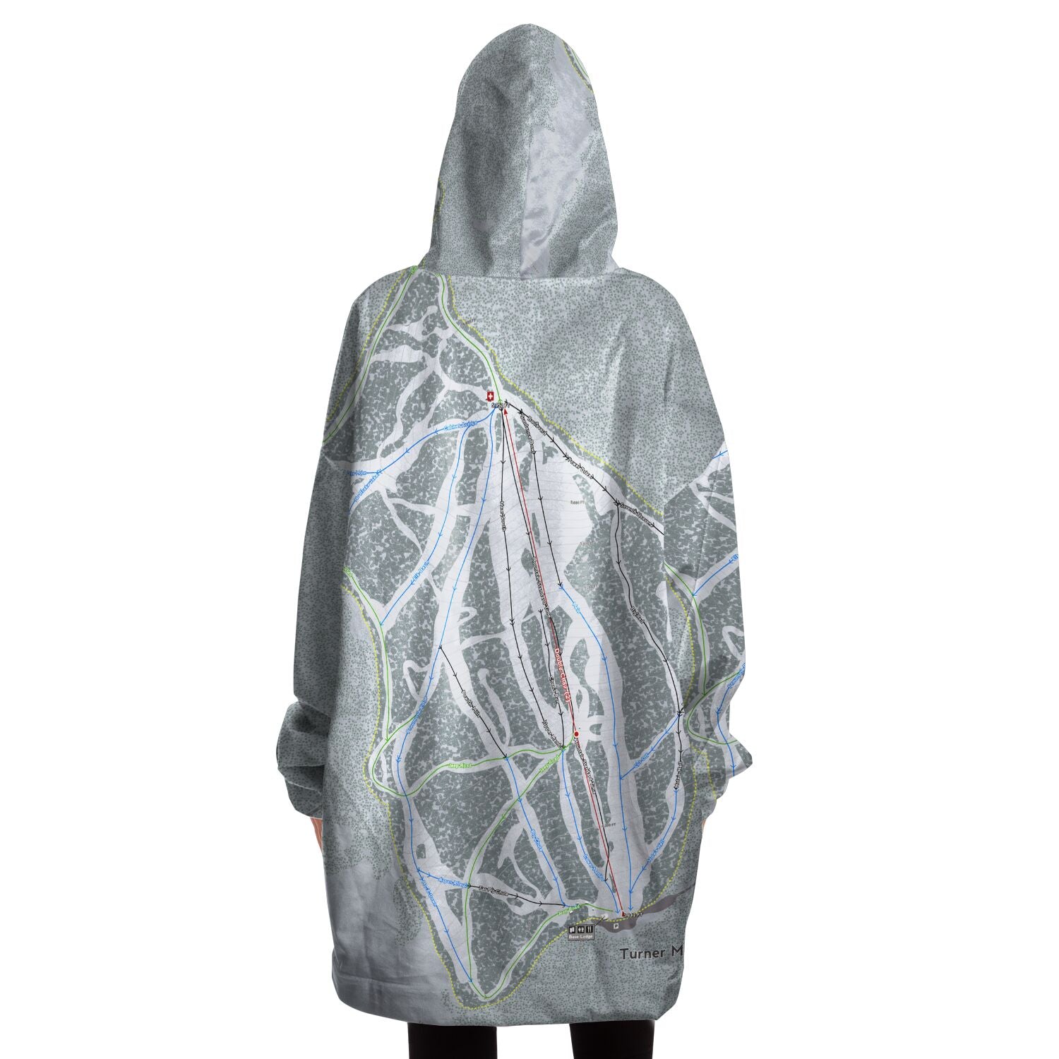 Turner Mountain, Montana Ski Trail Map Snug Hoodie