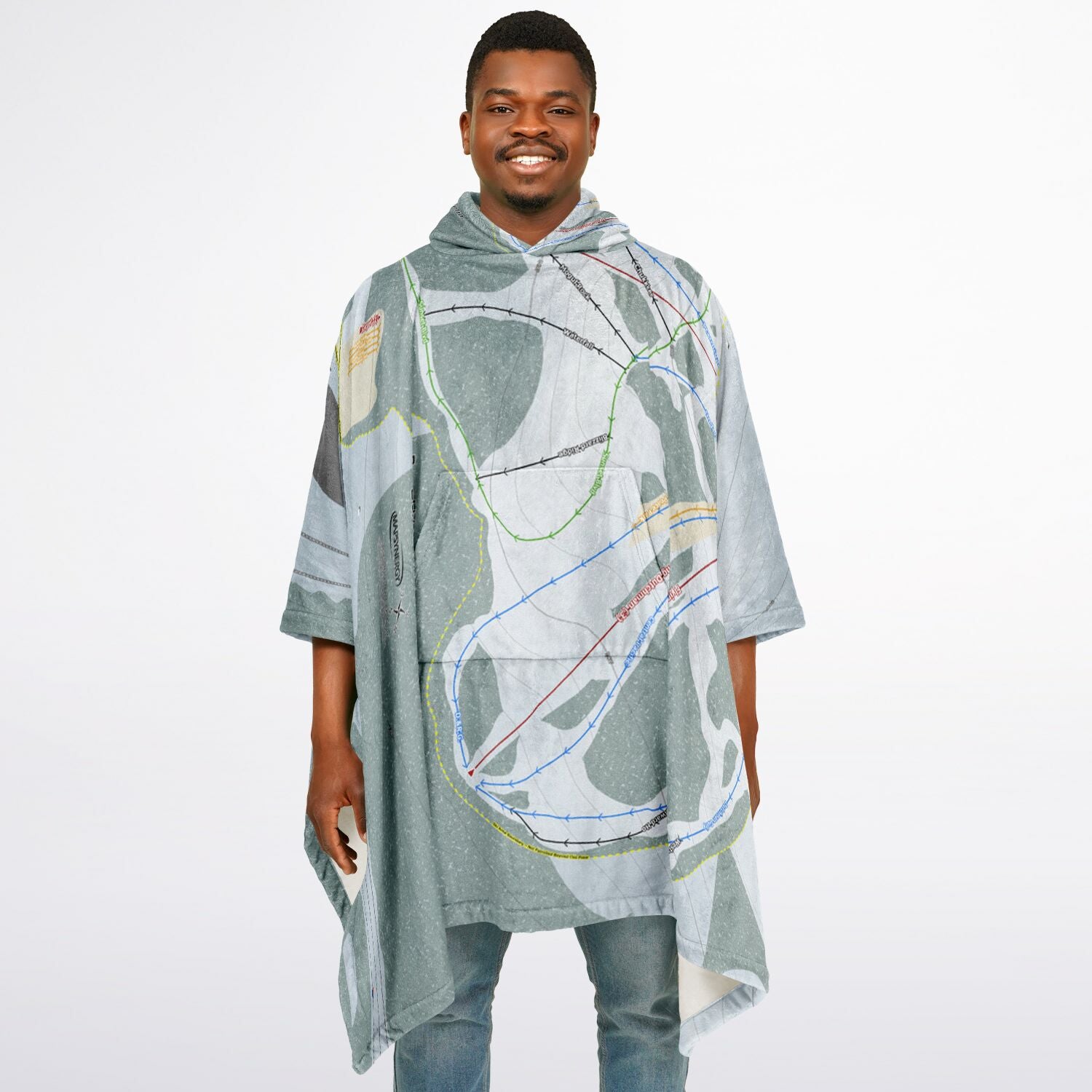 Boreal Mountain, California Ski Resort Map Flannel Blanket Poncho