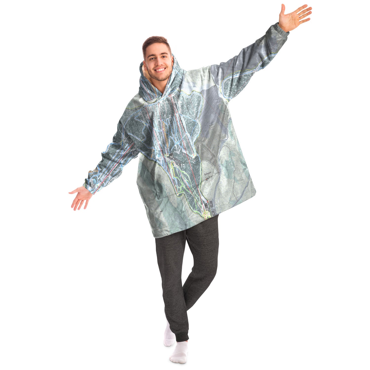 Belleayre Resort, New York Ski Trail Map Snug Hoodie