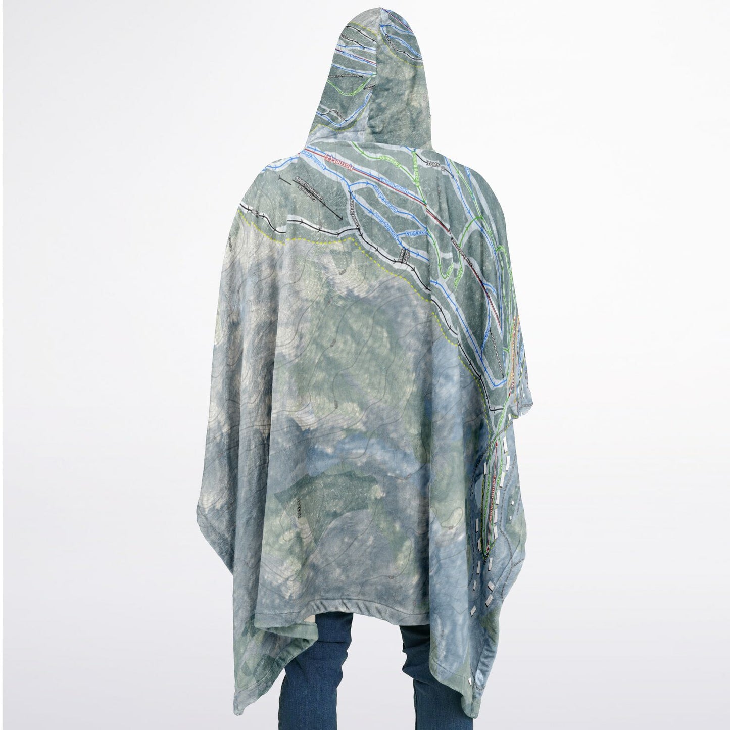 Tenney Mountain, New Hampshire Ski Resort Map Flannel Blanket Poncho