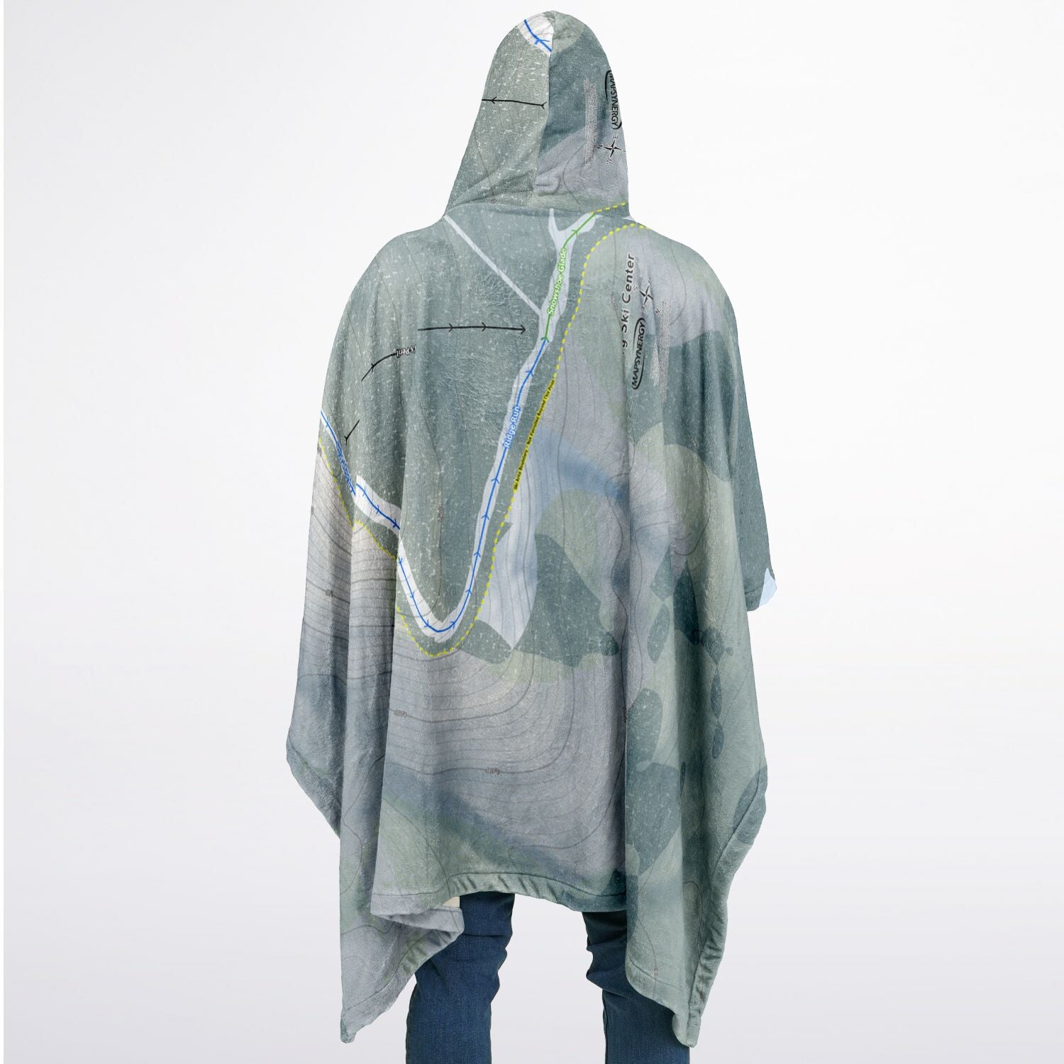 Hickory Ski Center, New York Ski Resort Map Flannel Blanket Poncho