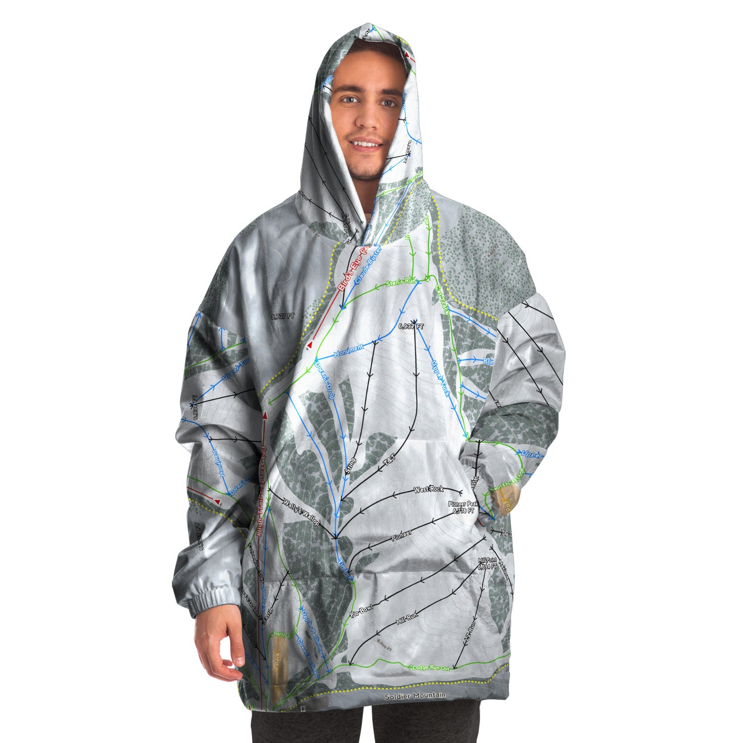 Soldier Mountain, Idaho Ski Trail Map - Snug Hoodie