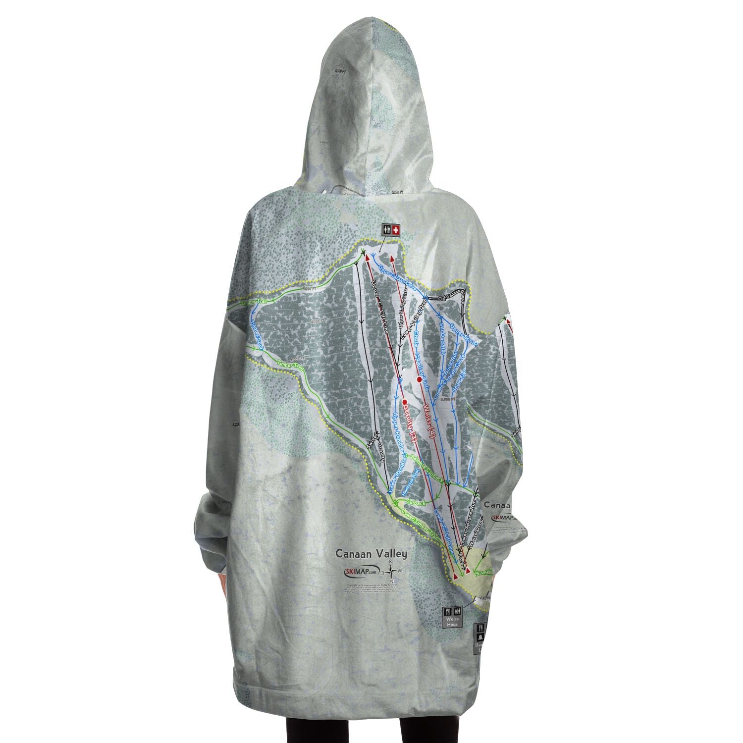 Canaan Valley, West Virginia Ski Trail Map - Snug Hoodie