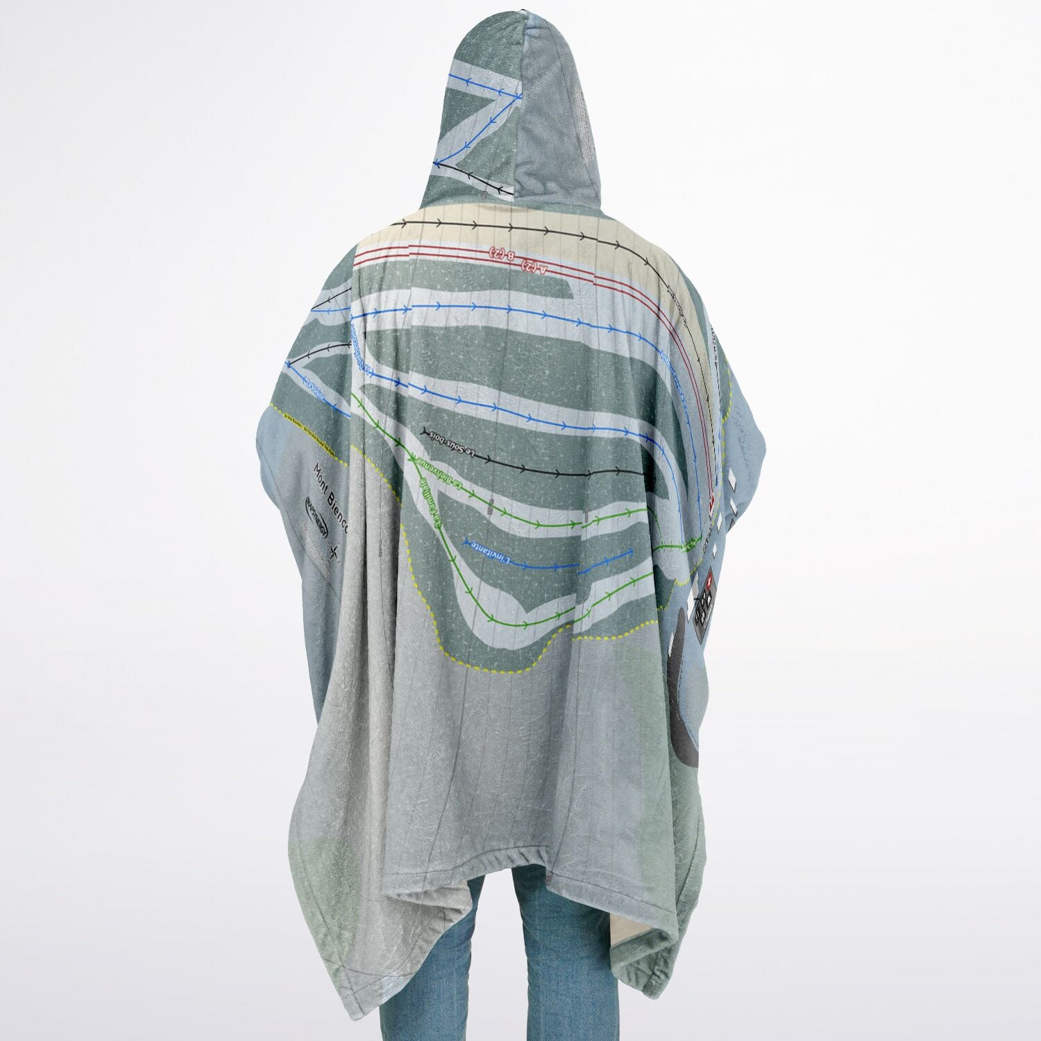 Mont Biencourt, Quebec Ski Resort Map Flannel Blanket Poncho