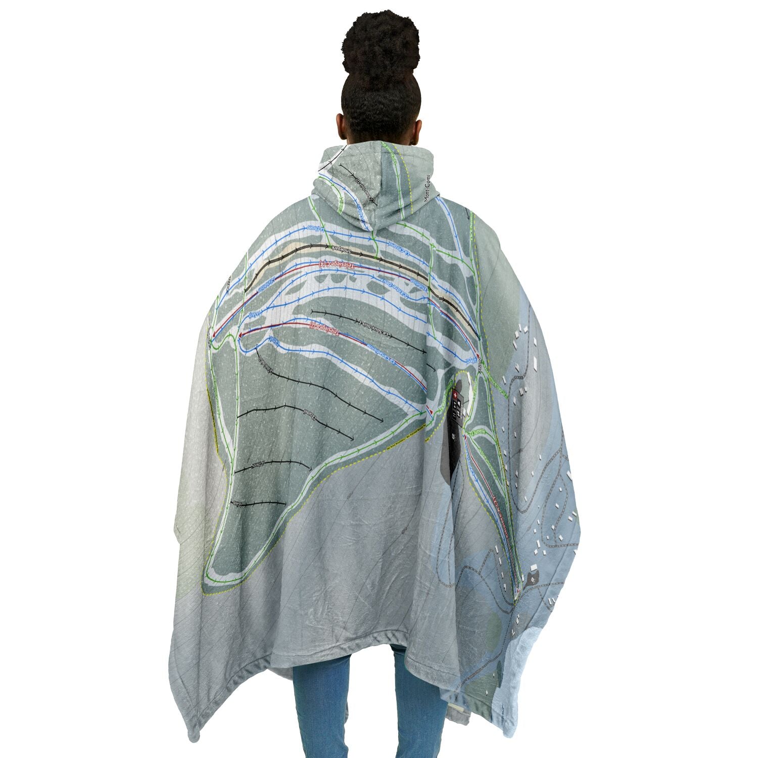 Parc Du Mont-Comi, Quebec Ski Resort Map Flannel Blanket Poncho