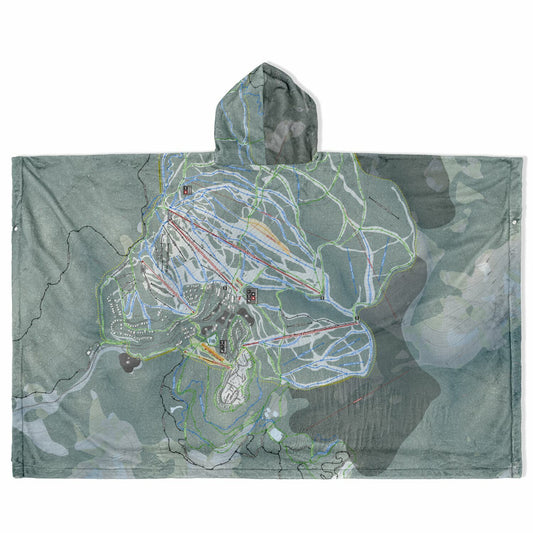 Silver Star, British Columbia Ski Resort Map Flannel Blanket Poncho