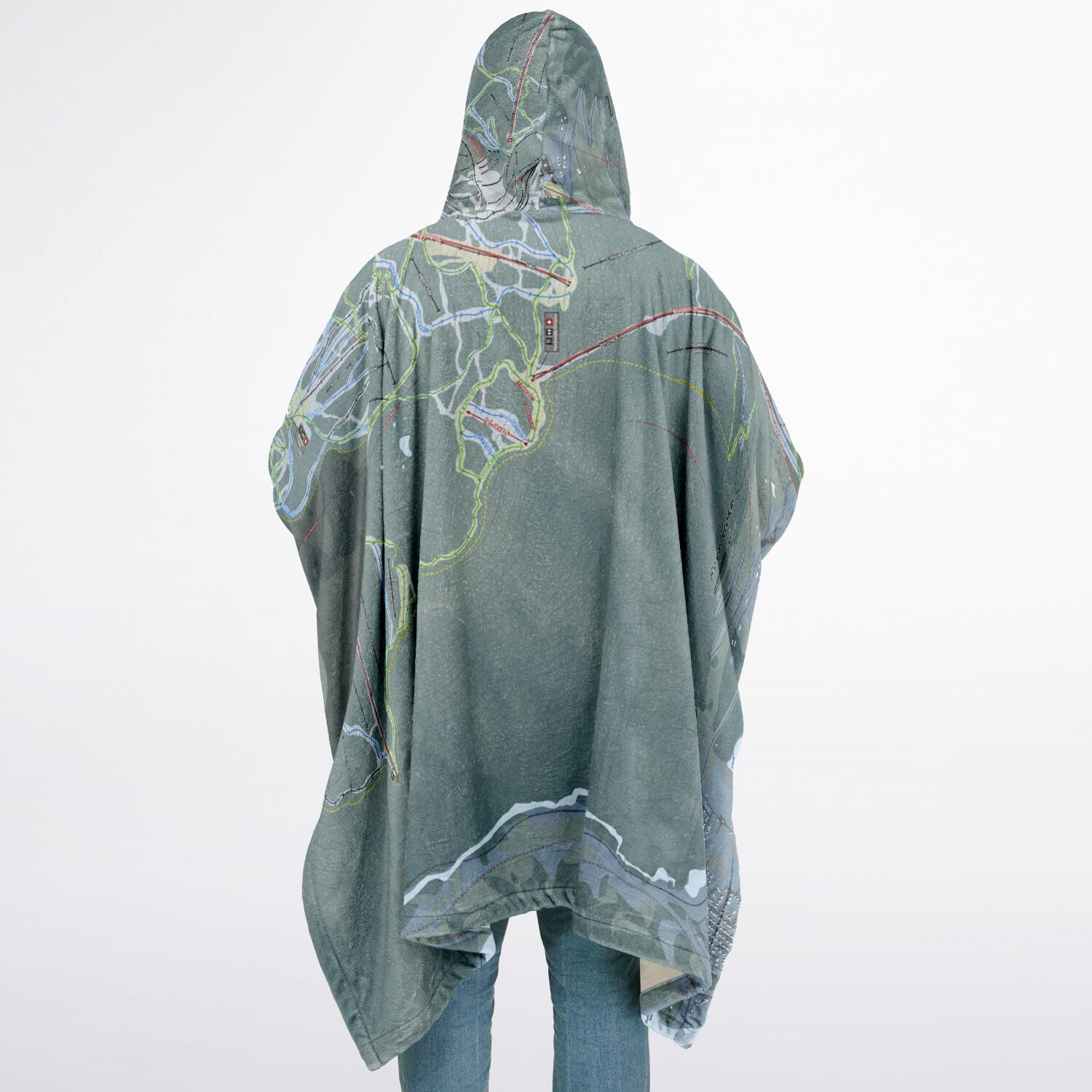 Revelstoke, British Columbia Ski Resort Map Flannel Blanket Poncho