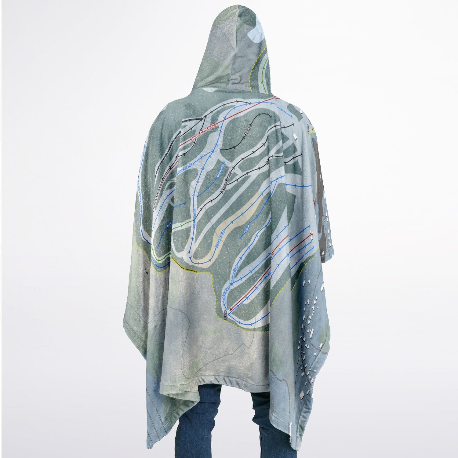 Ski Vorlage, Quebec Ski Resort Map Flannel Blanket Poncho