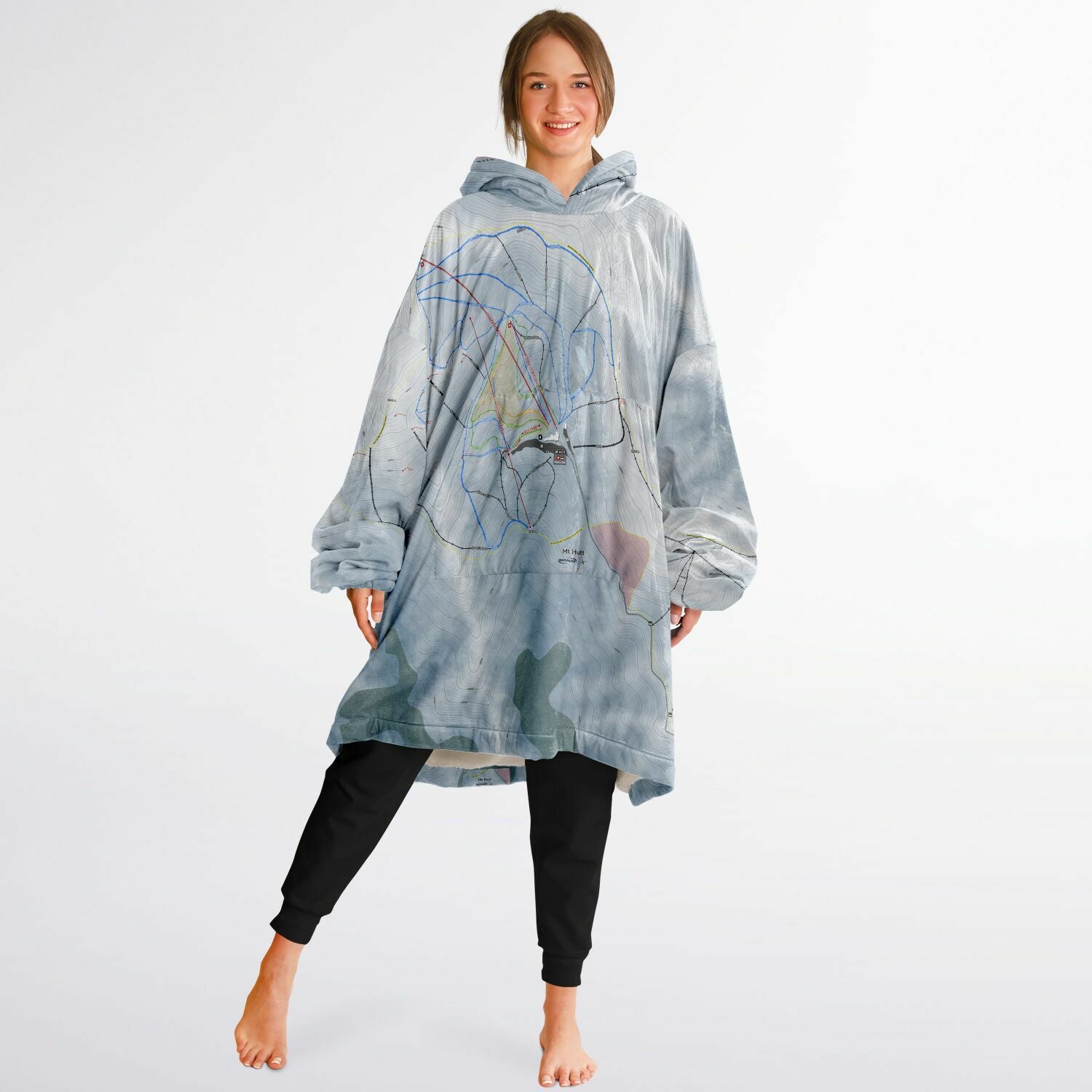Mt Hutt, New Zealand Ski Trail Map - Snug Hoodie