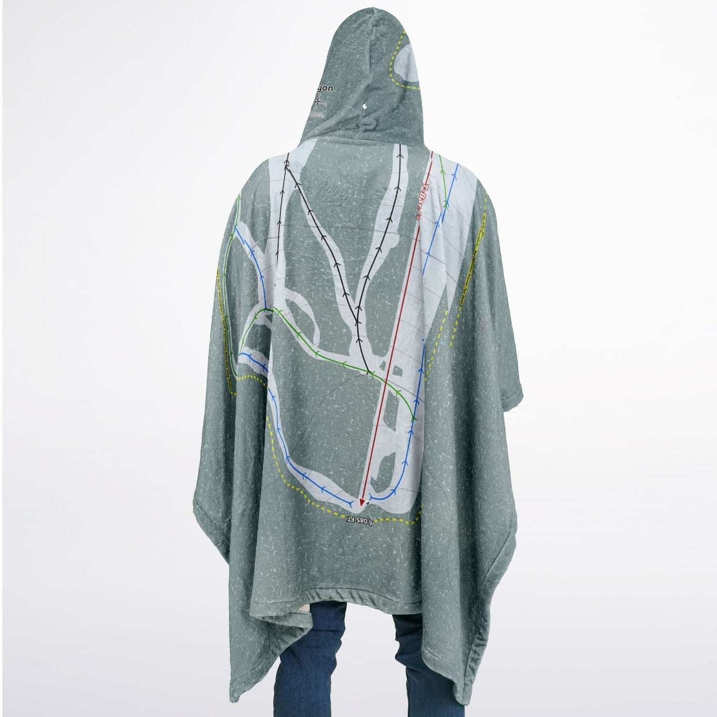 Bear Canyon, Montana Ski Resort Map Flannel Blanket Poncho