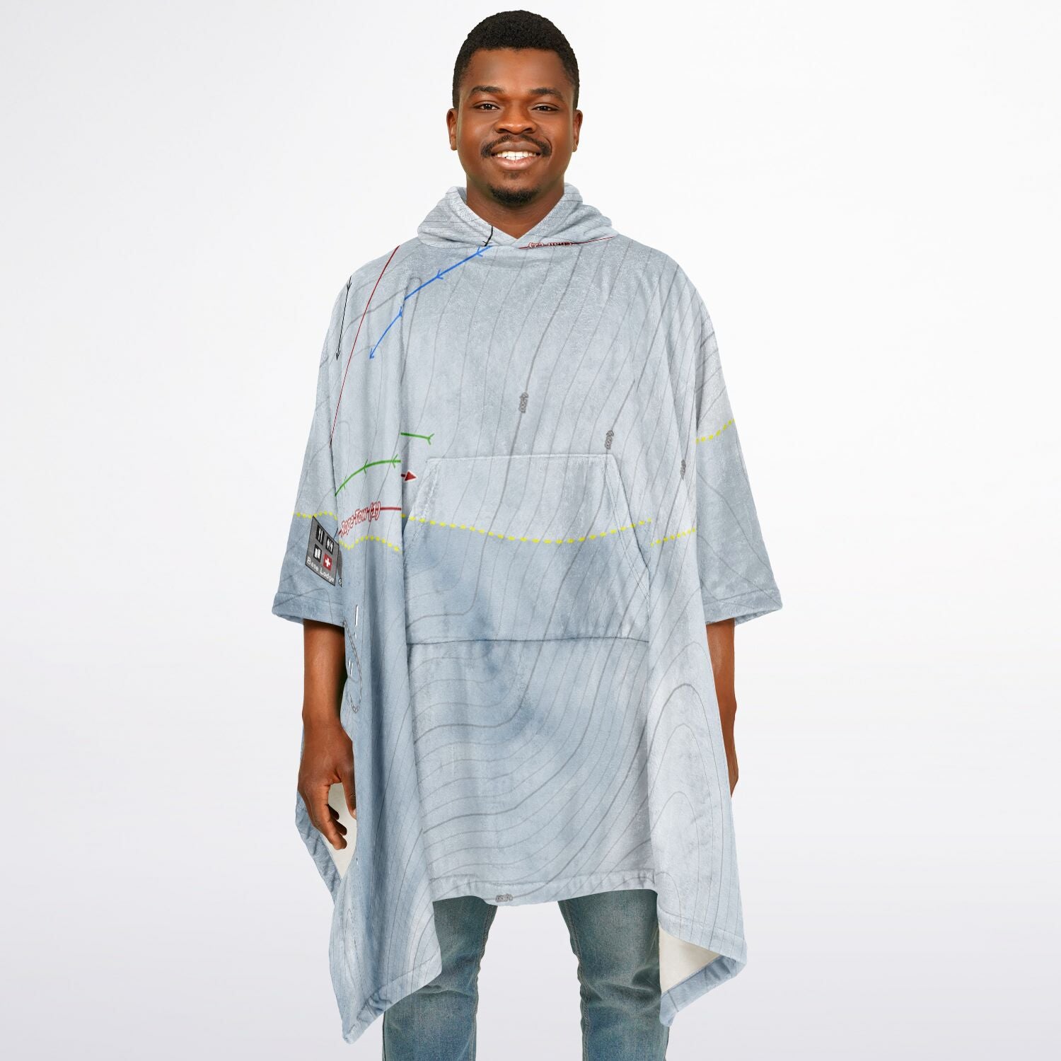 Elko Snobowl, Nevada Ski Resort Map Flannel Blanket Poncho