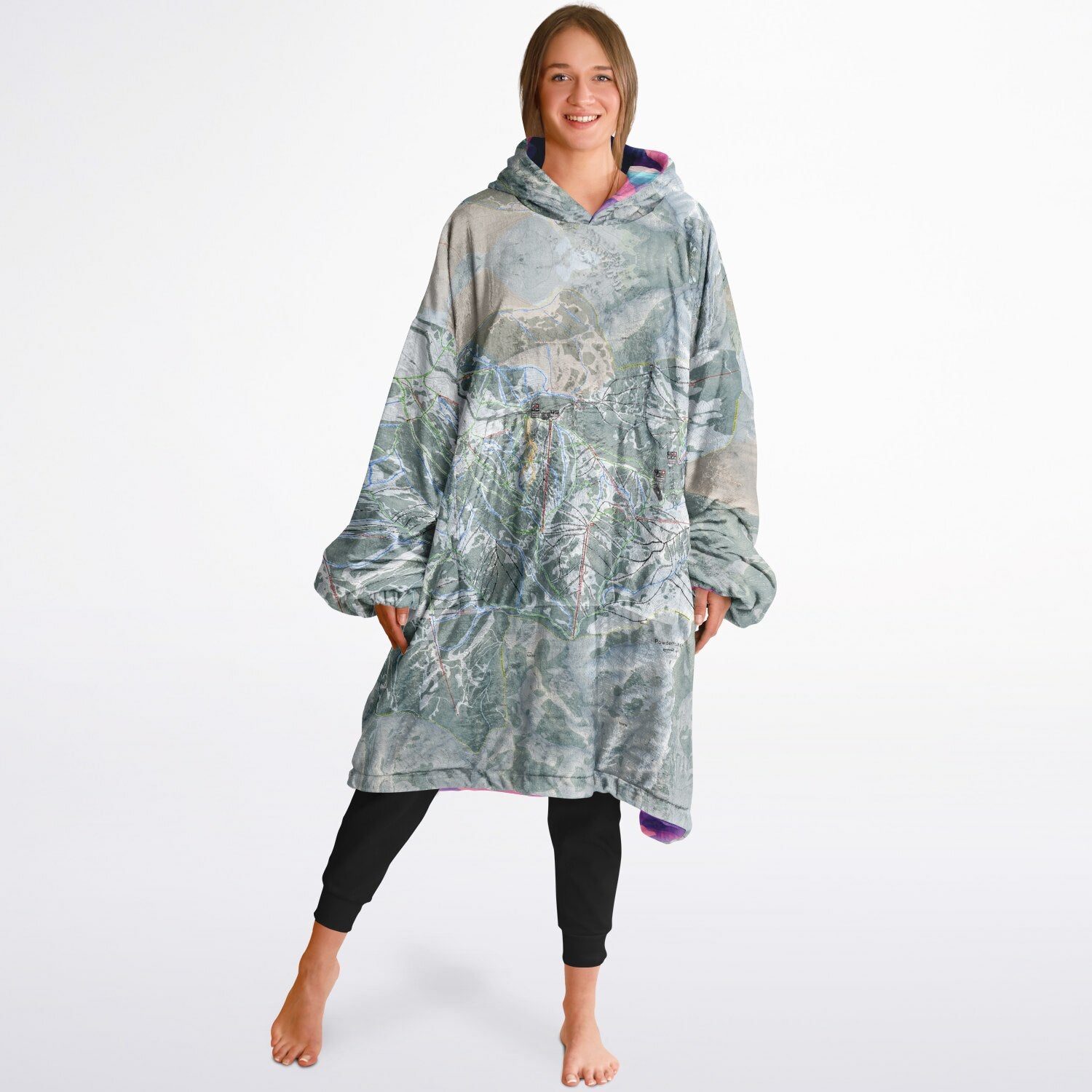 Powder Mountain, Utah Ski Resort Map Reversible Snug Hoodie