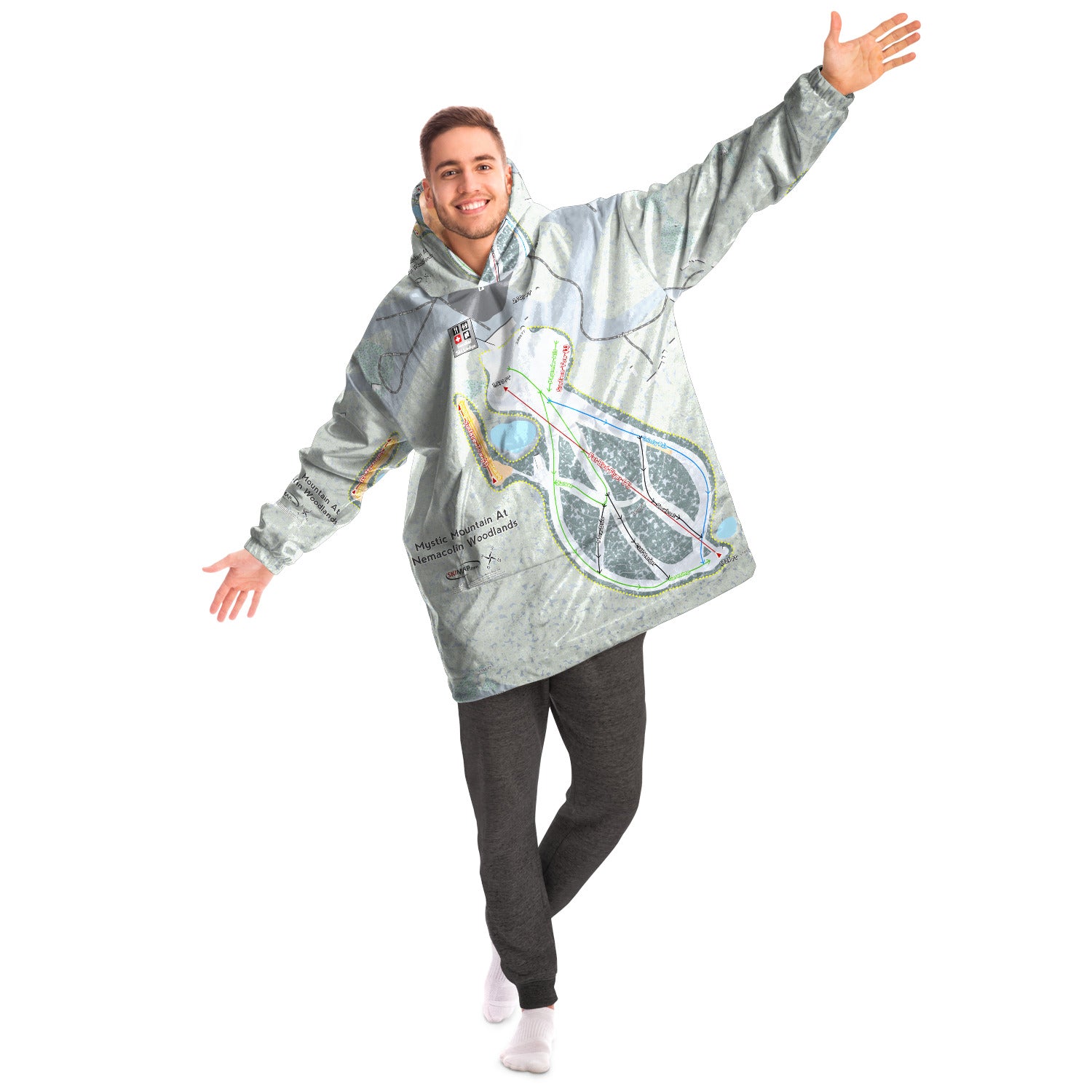 Mystic Mountain Nemacolin, Pennsylvania Ski Trail Map Snug Hoodie