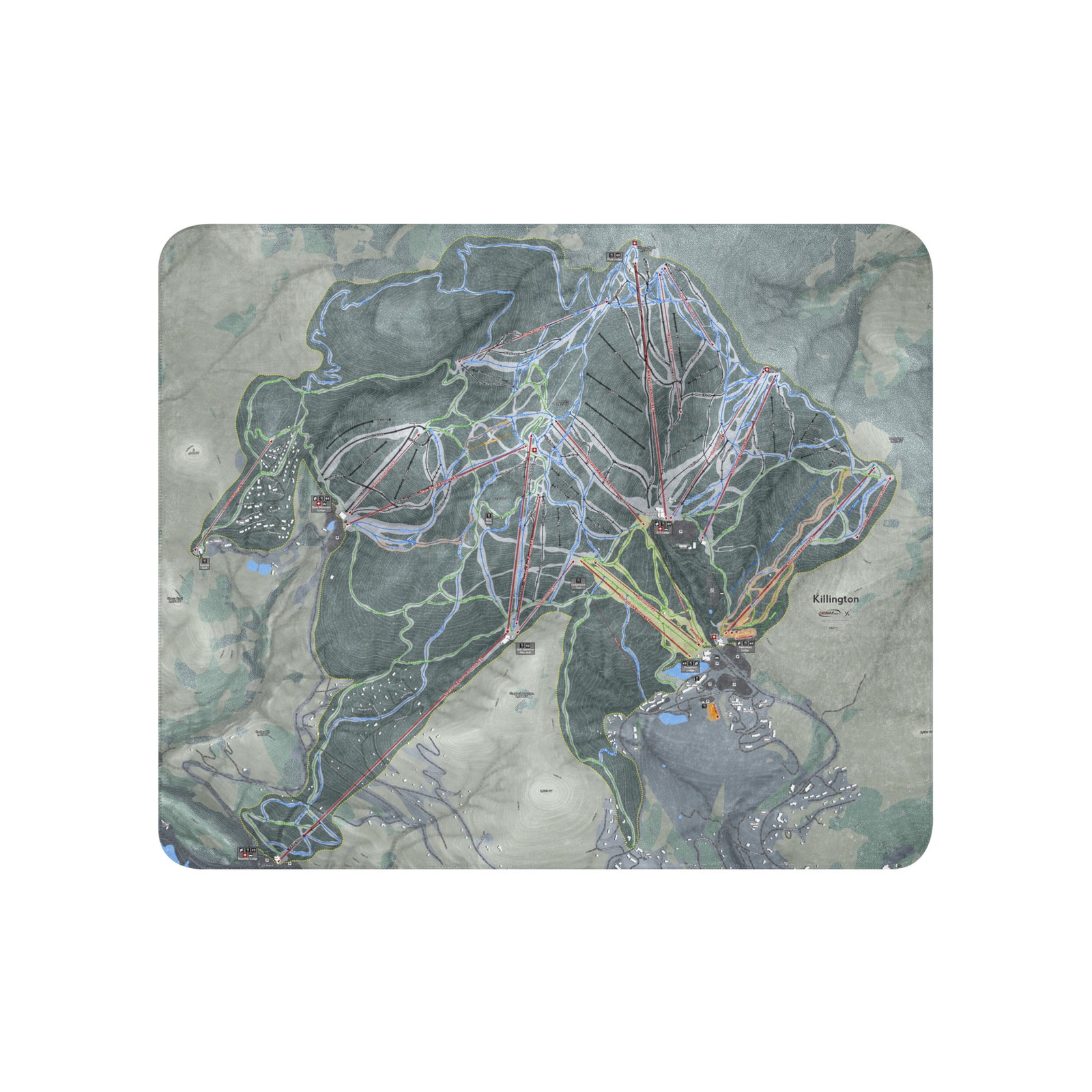 Killington, Vermont Ski Resort Map blanket - Powderaddicts