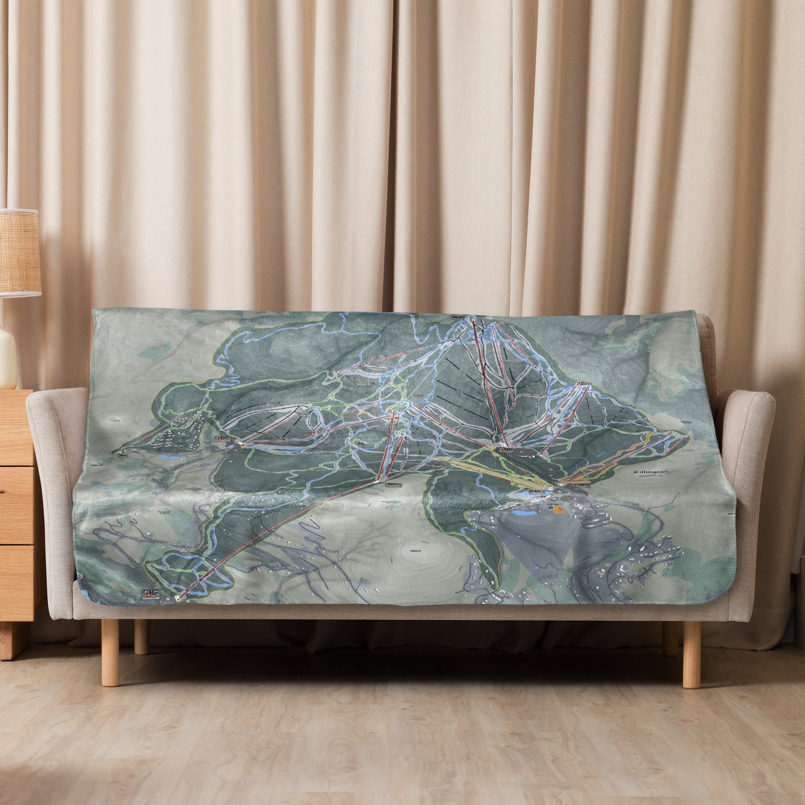 Killington, Vermont Ski Resort Map blanket - Powderaddicts