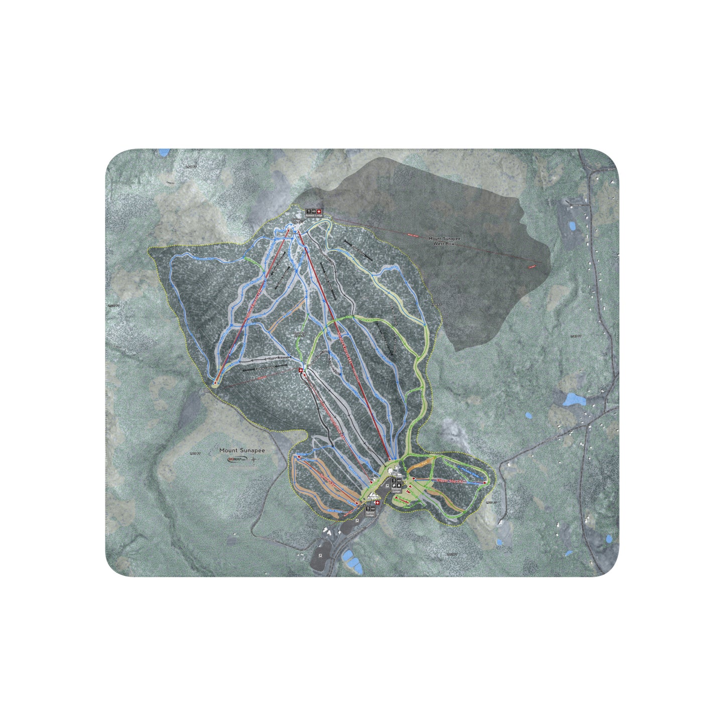 Mount Sunapee, New Hampshire Ski Resort Map blanket - Powderaddicts