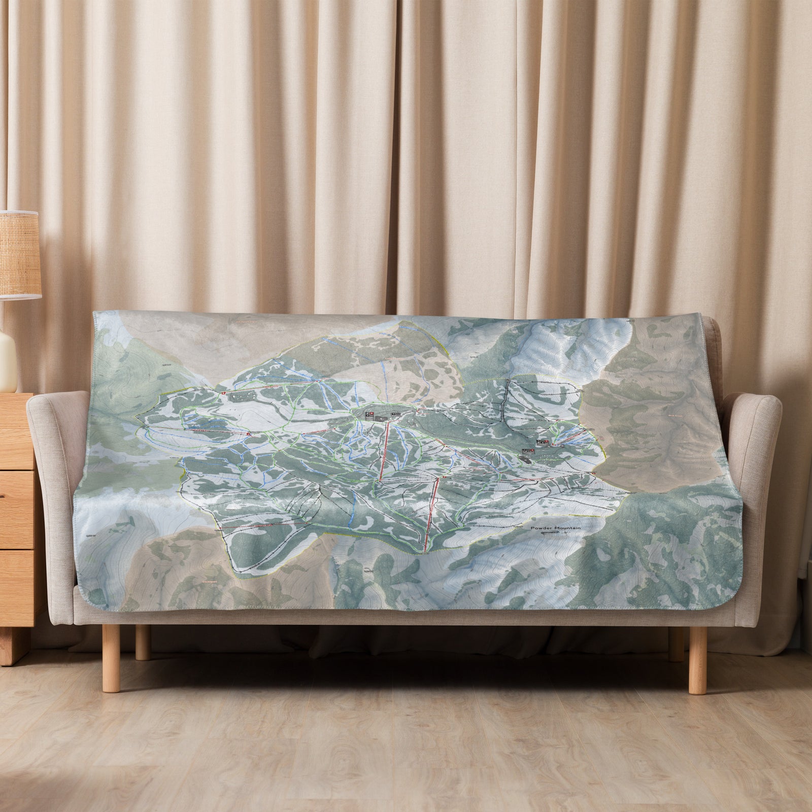 Powder Mountain, Utah Ski Resort Map blanket - Powderaddicts