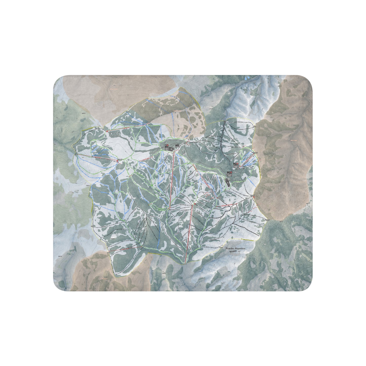 Powder Mountain, Utah Ski Resort Map blanket - Powderaddicts