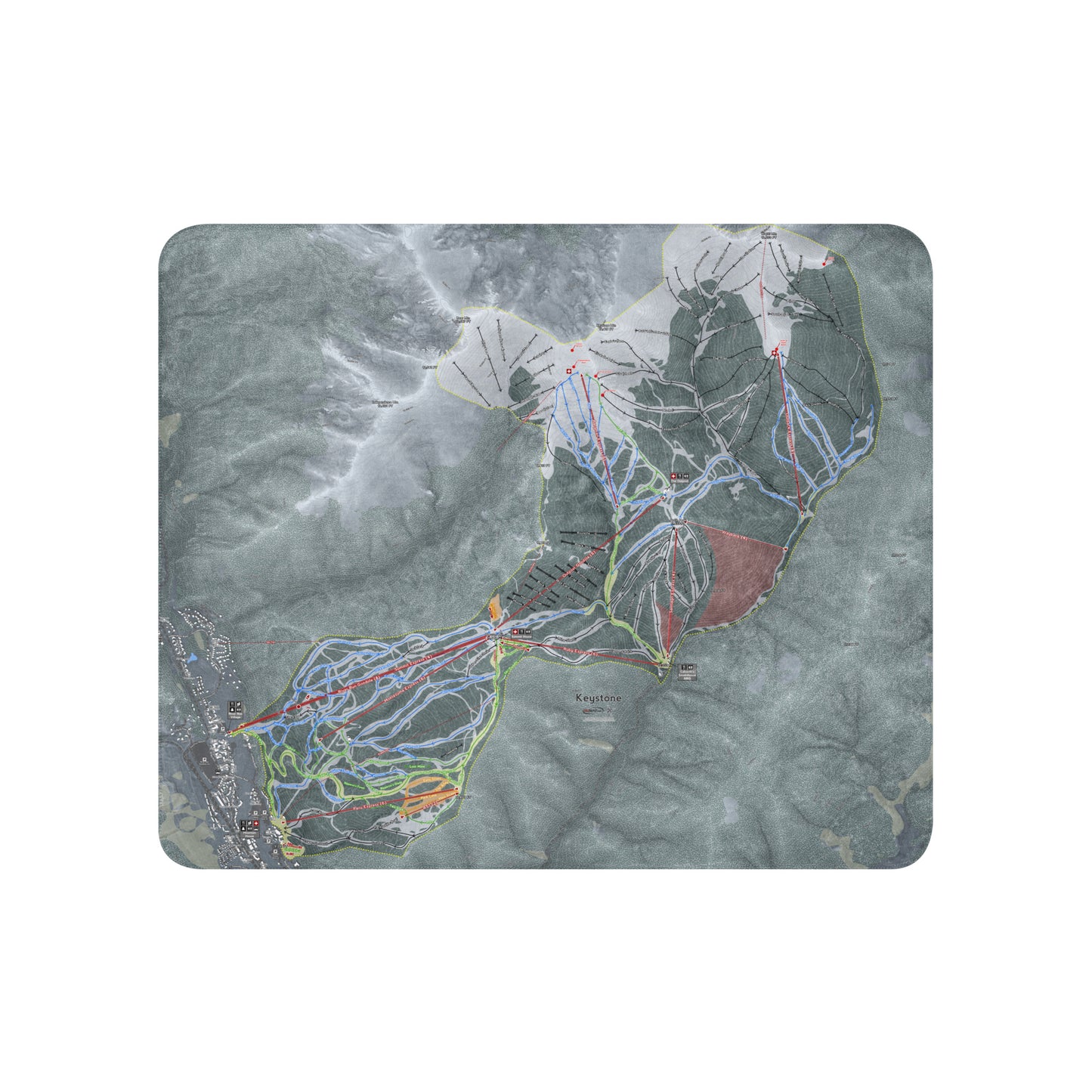 Keystone, Colorado Ski Resort Map blanket - Powderaddicts