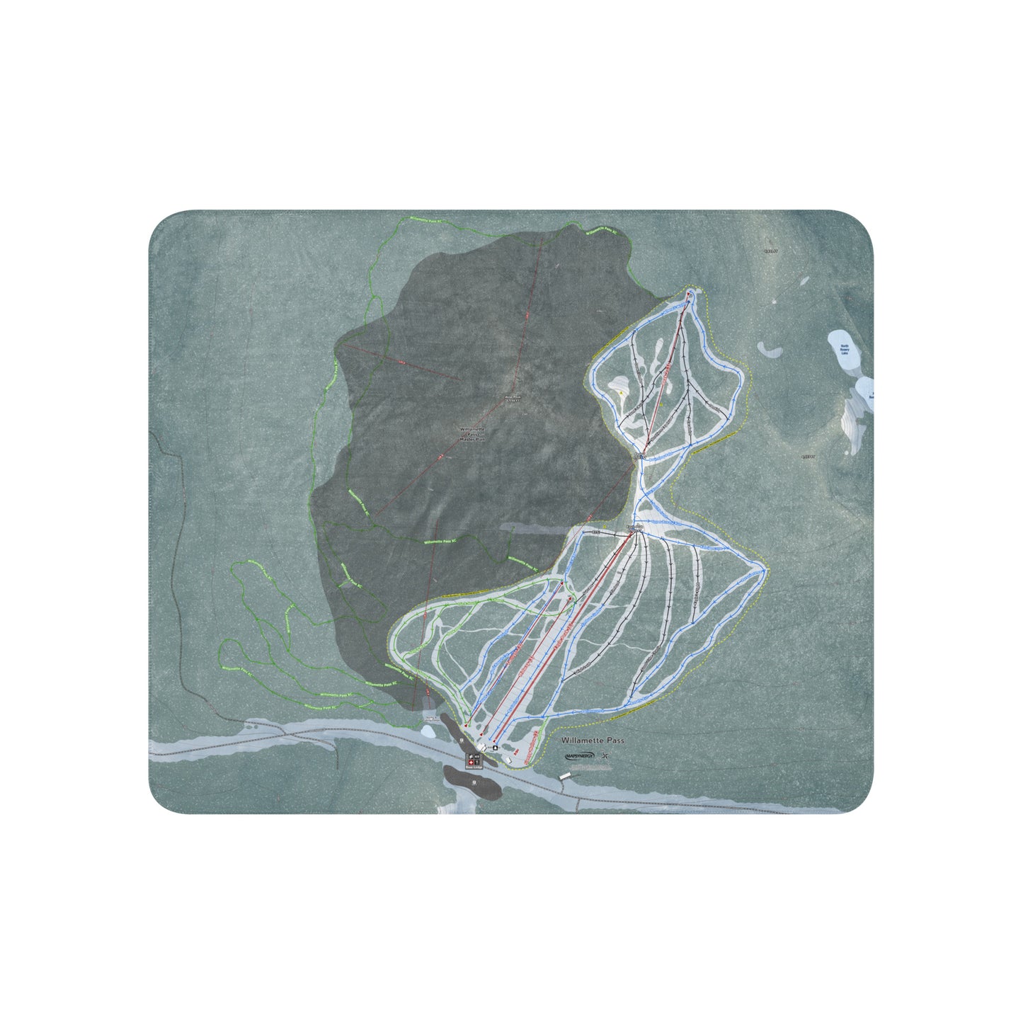 Willamette Pass, Oregon Ski Resort Map Blanket - Powderaddicts