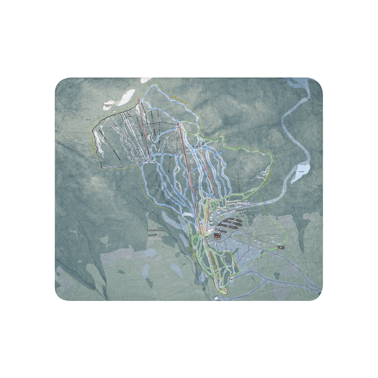 Saddleback, Maine Ski Resort Map Blanket - Powderaddicts