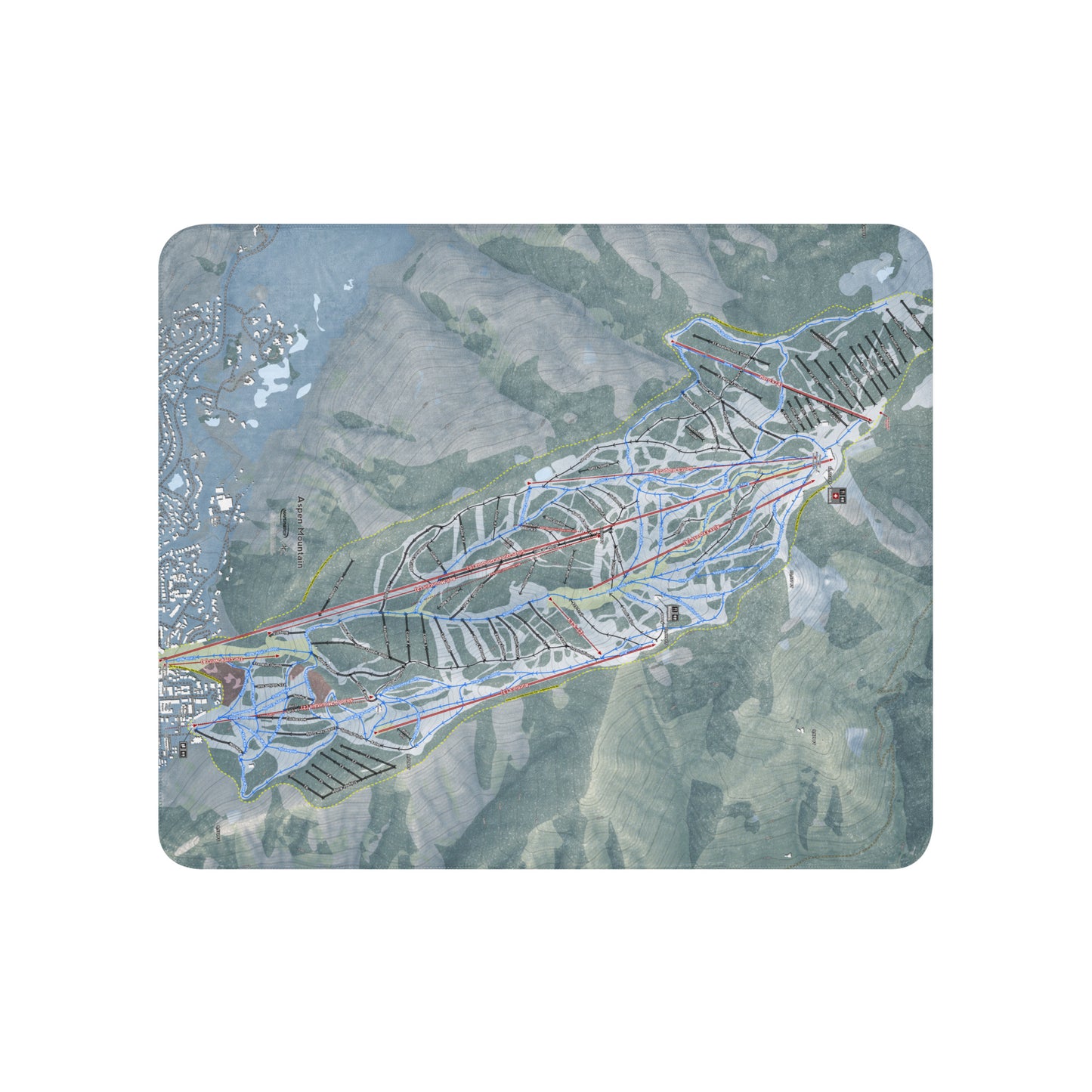 Aspen Mountain, Colorado Ski Resort Map Blanket - Powderaddicts