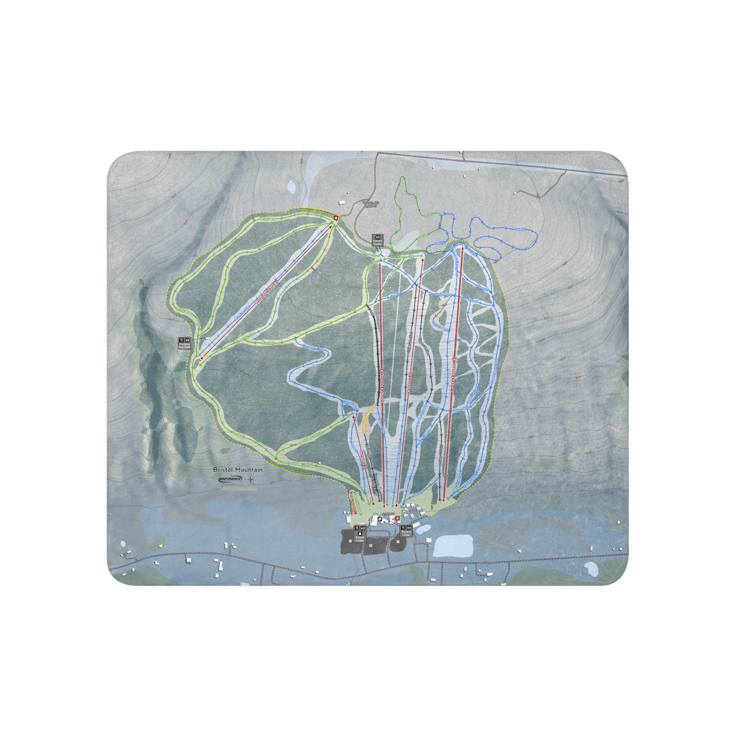 BRISTOL MOUNTAIN, NEW YORK SKI RESORT MAP BLANKET - Powderaddicts