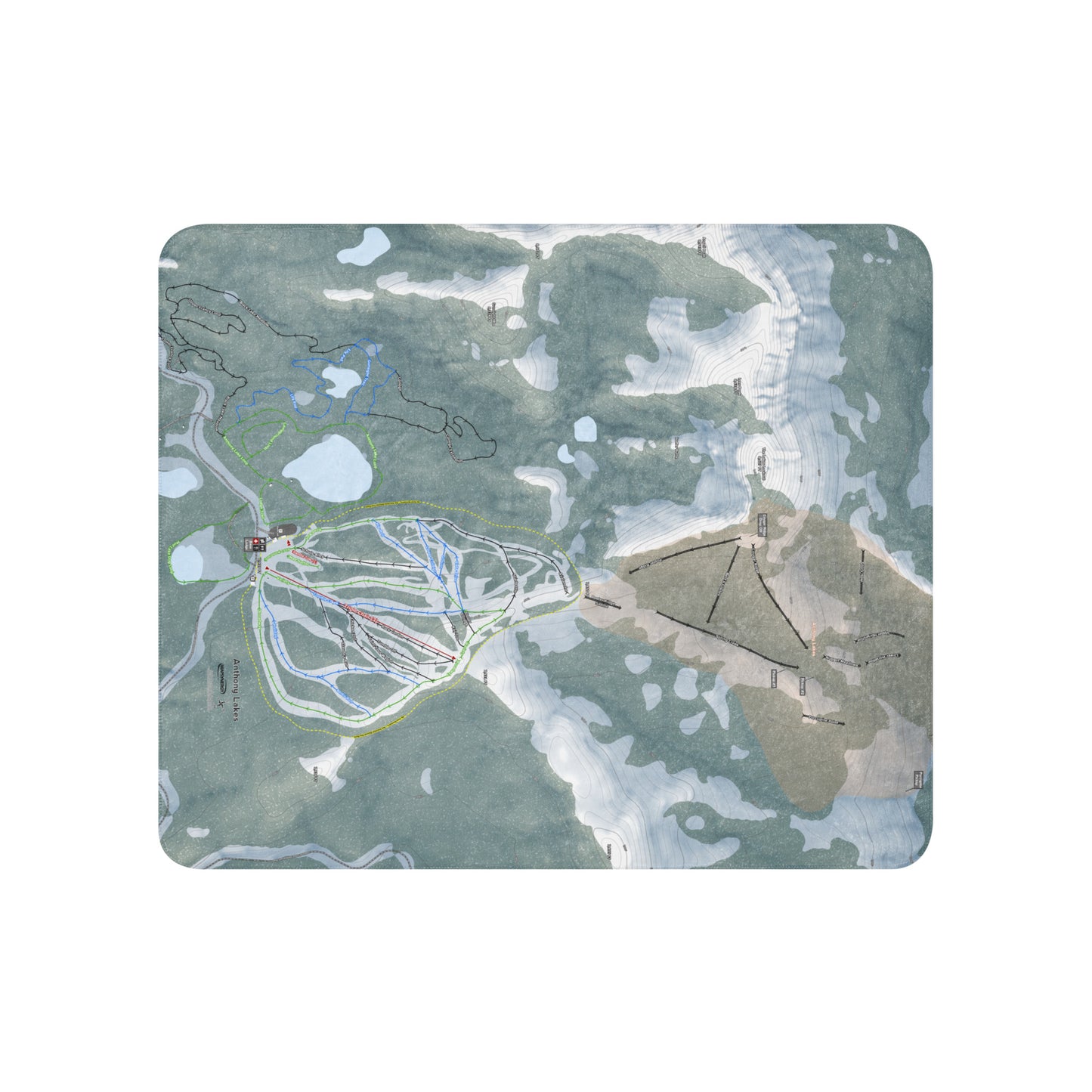 Anthony Lakes, Oregon Ski Resort Map Blanket - Powderaddicts