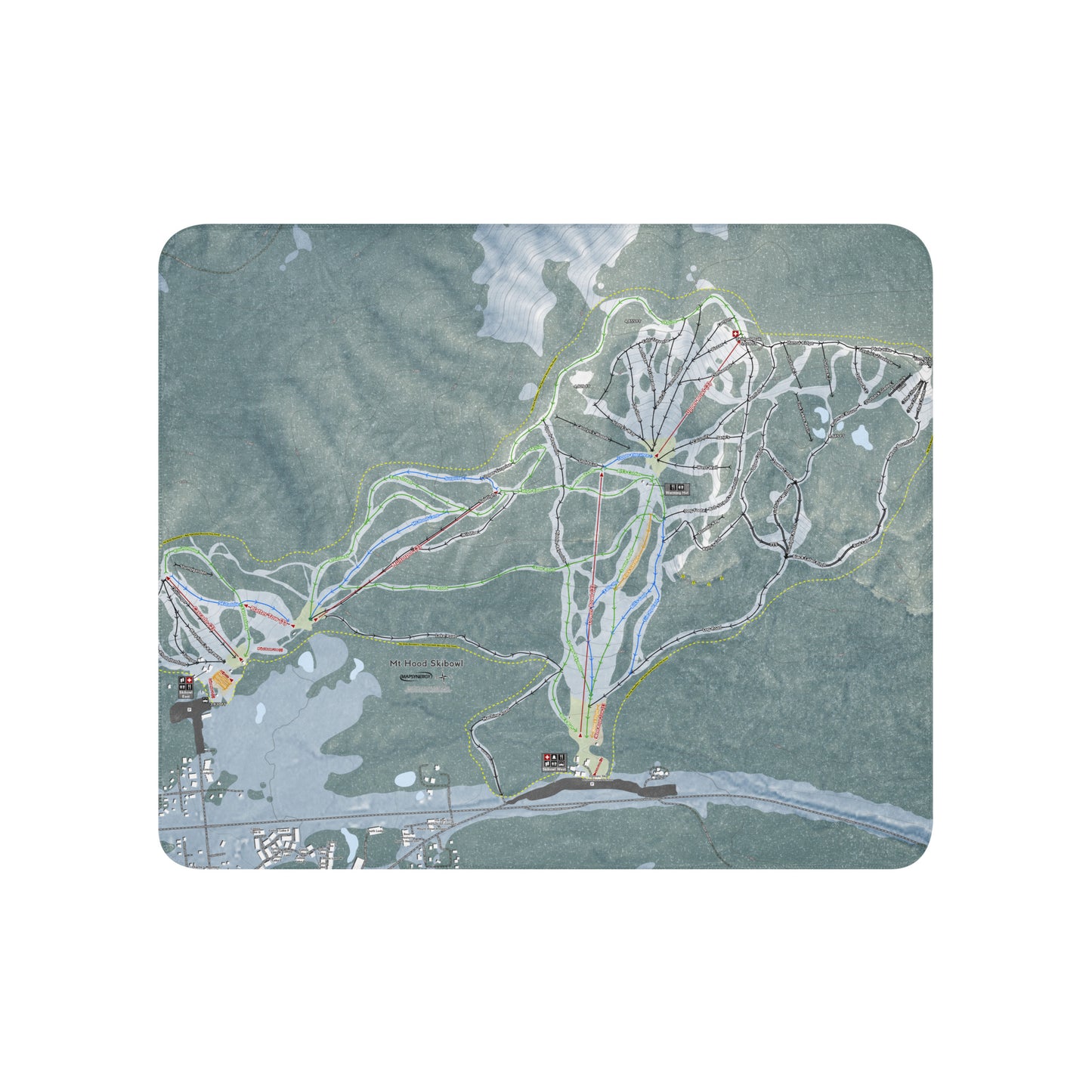 Mt Hood Skibowl, Oregon Ski Resort Map Blanket - Powderaddicts