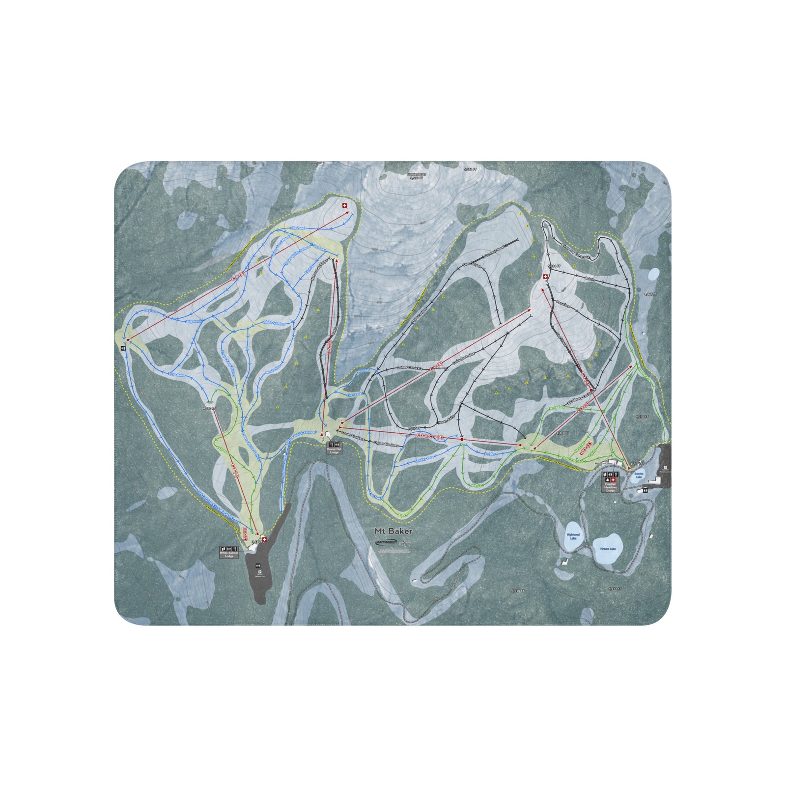 Mt. Baker, Washington Ski Resort Map Blanket - Powderaddicts